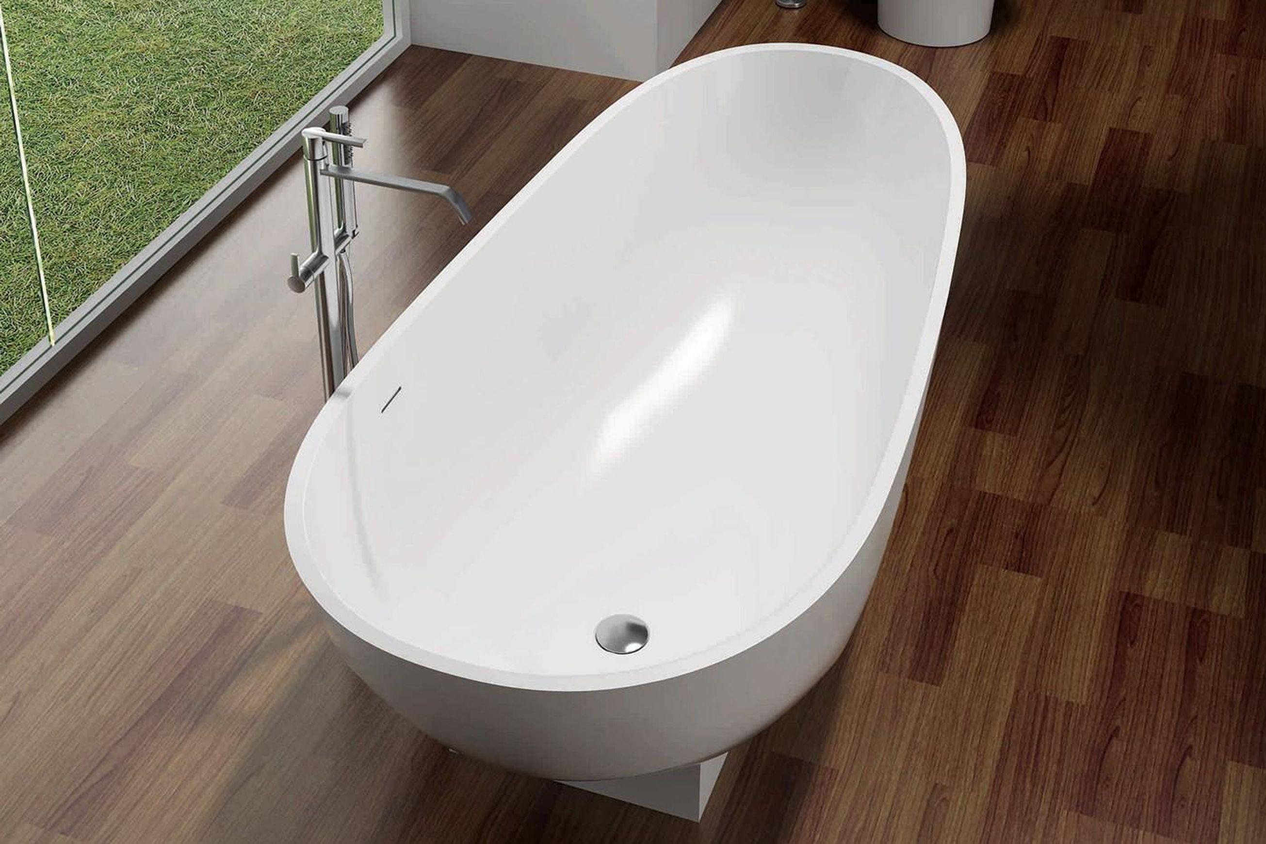 Pietra Bianca Flora Freestanding Stone Bath