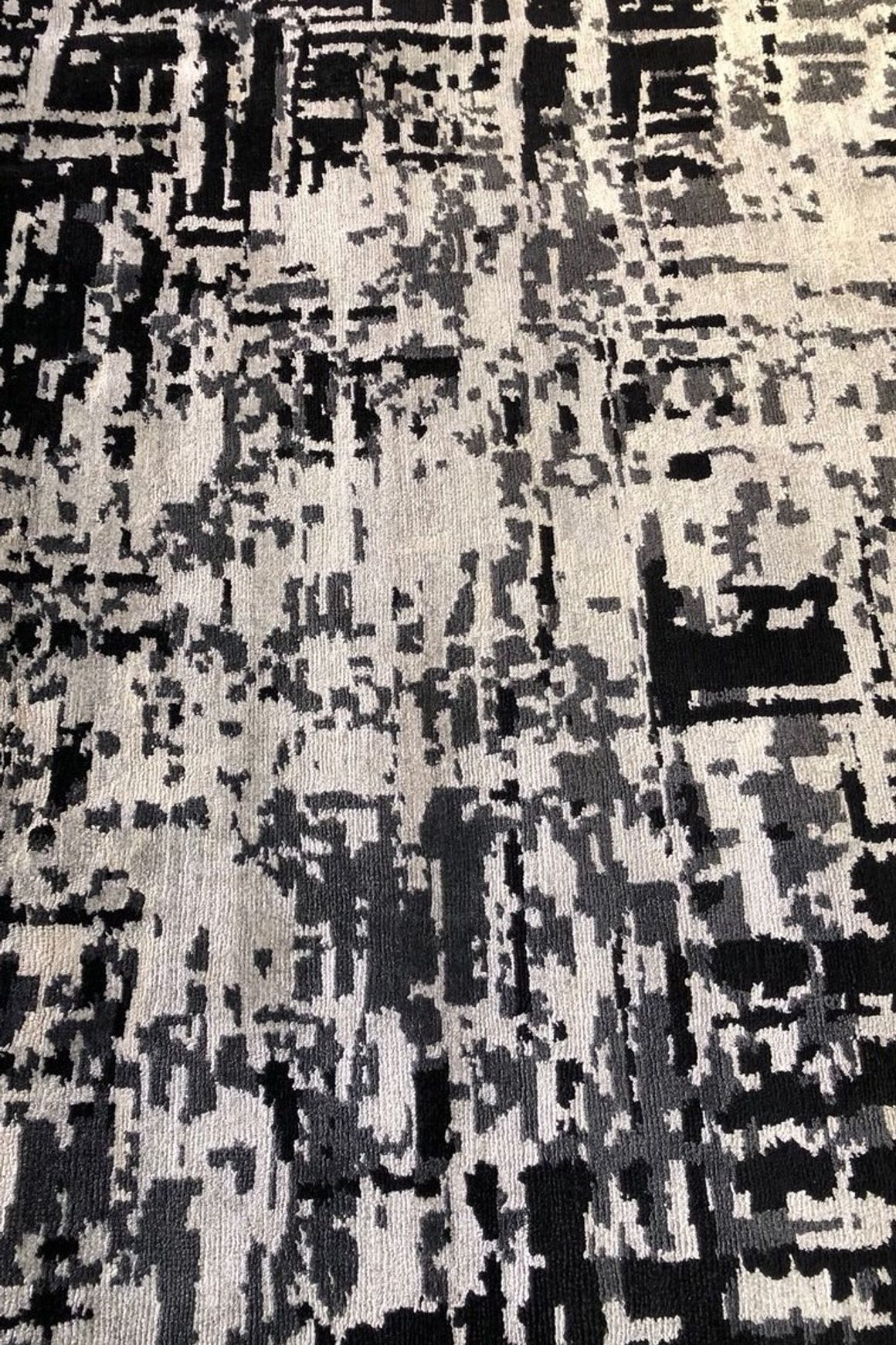Hatched Black l Handknotted Rugs