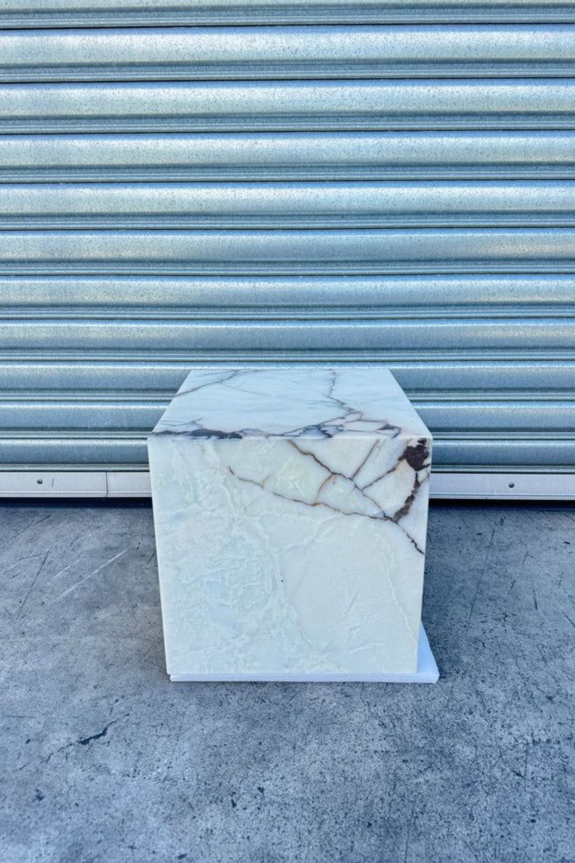 Cube Side Table - White Latte Marble | Natural Stone Co