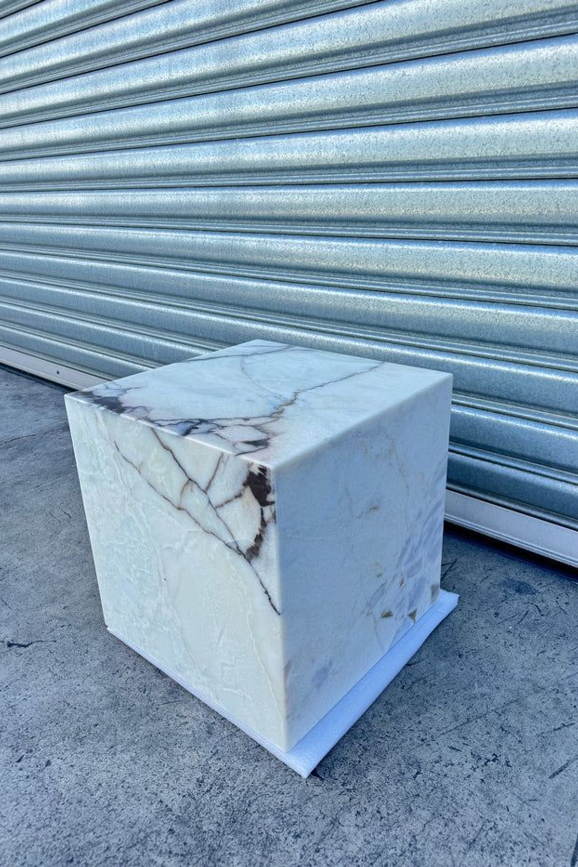 Cube Side Table - White Latte Marble | Natural Stone Co