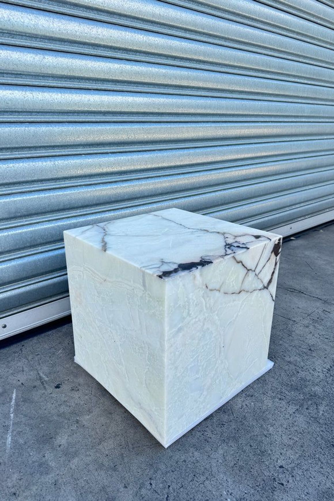 Cube Side Table - White Latte Marble | Natural Stone Co