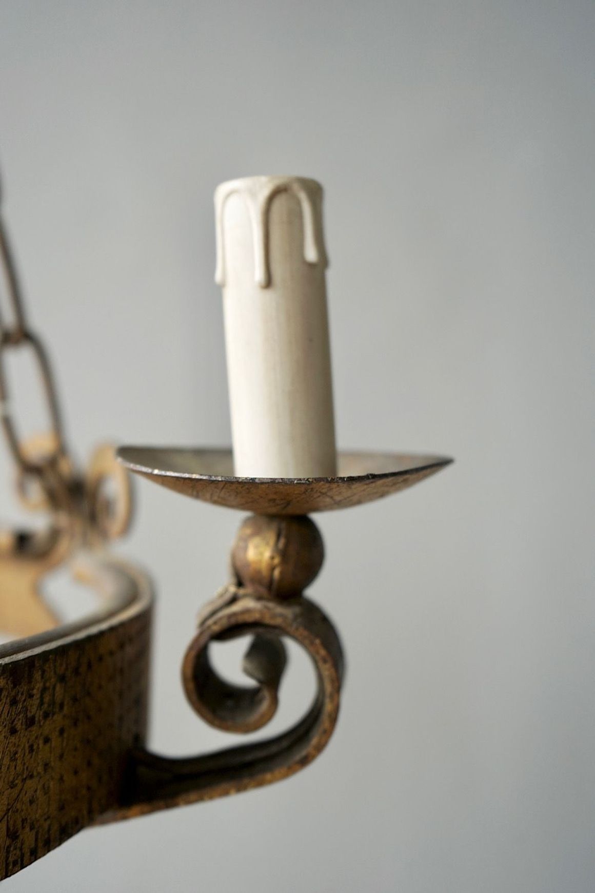 French Gilded Iron Chandelier