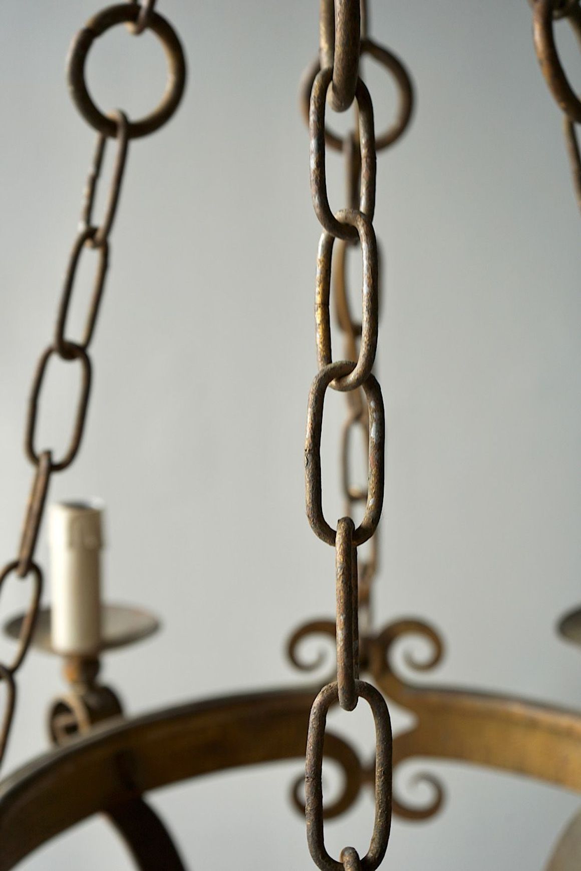 French Gilded Iron Chandelier