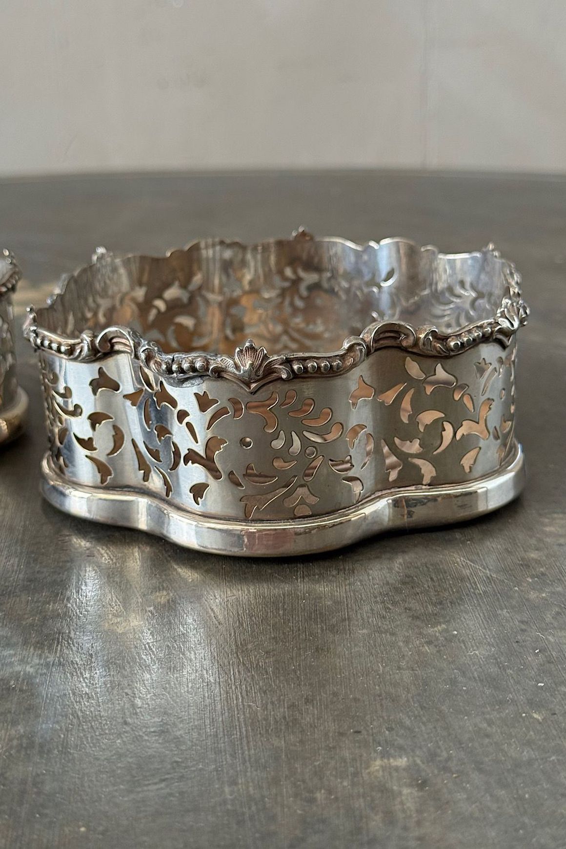 Pair of Silvered Wine Coasters