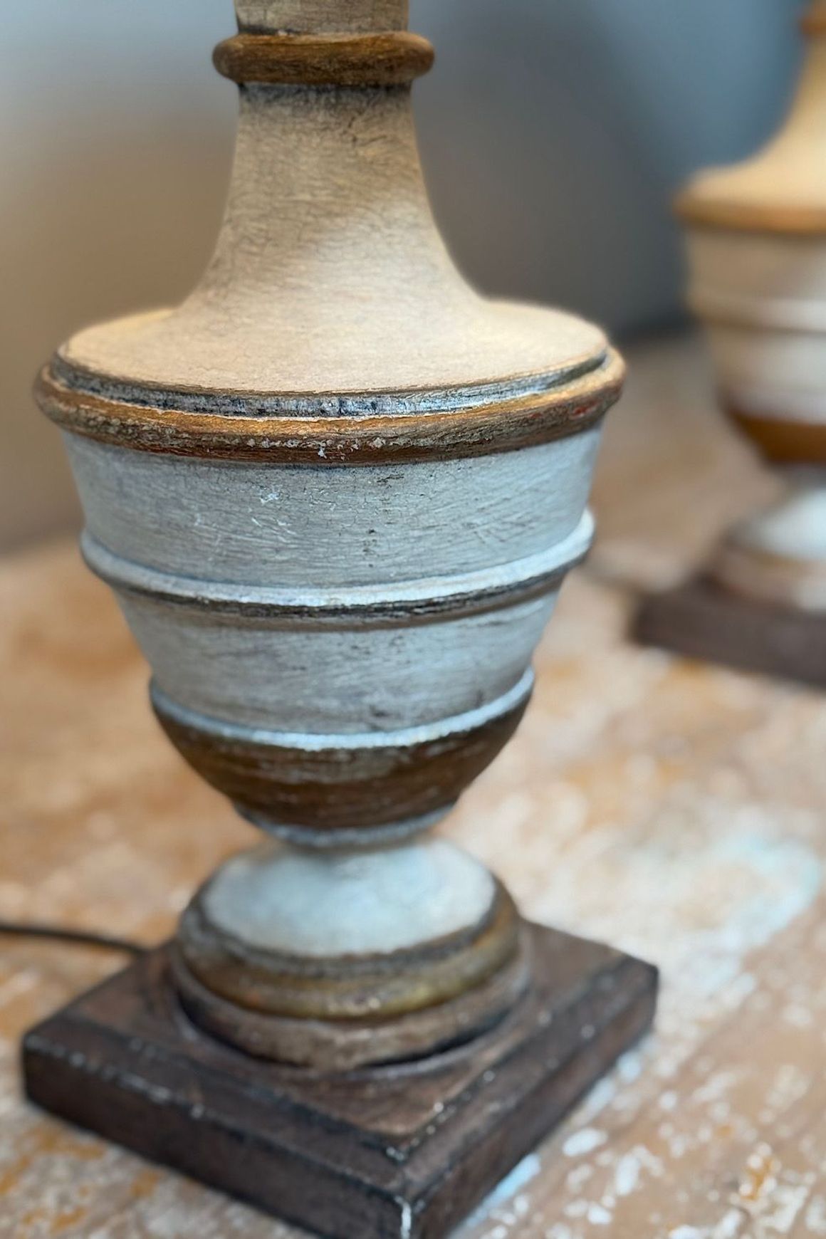 Italian Painted Candlestick Lamps