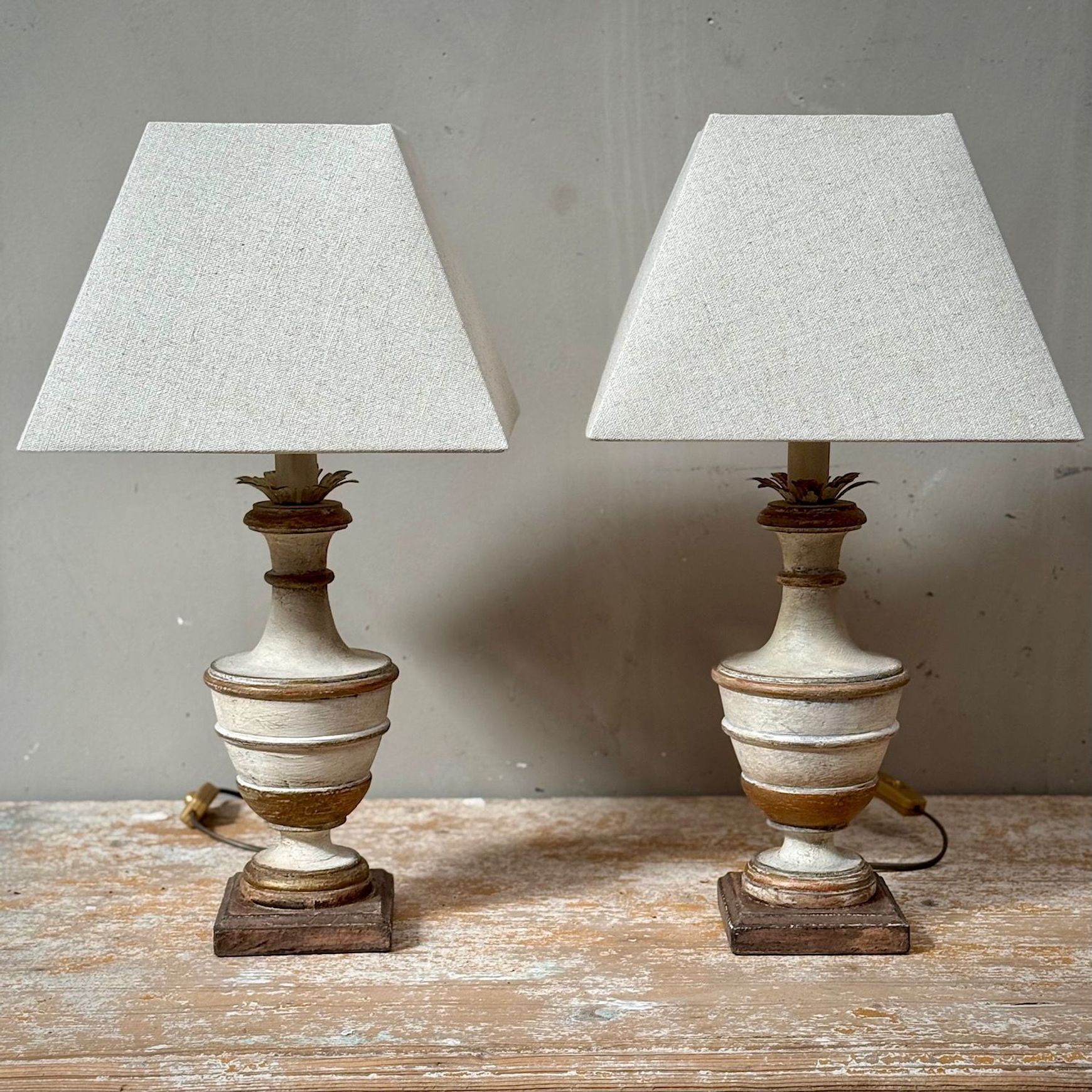 Italian Painted Candlestick Lamps