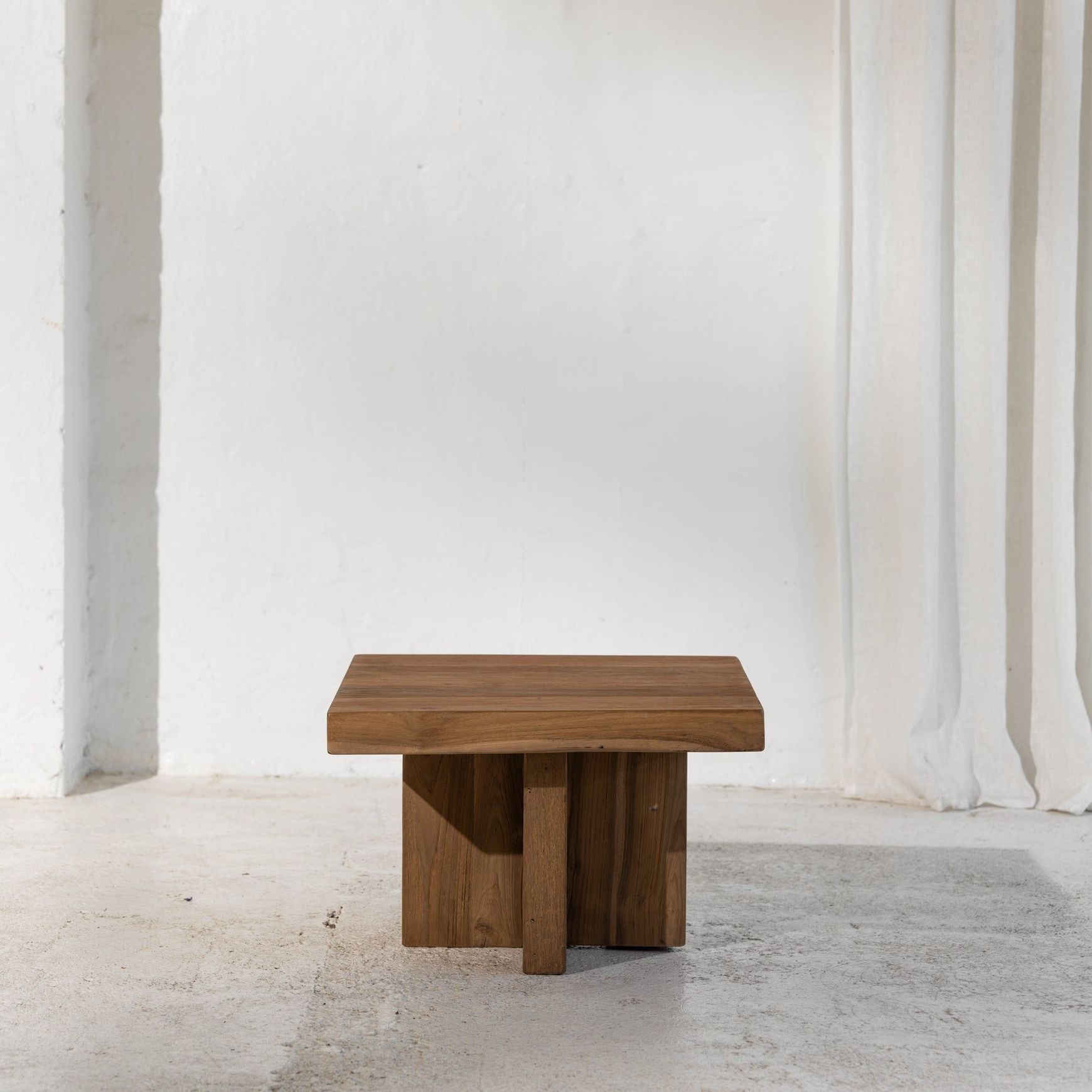 Ines Rustic Finish Squared-Off Coffee Table