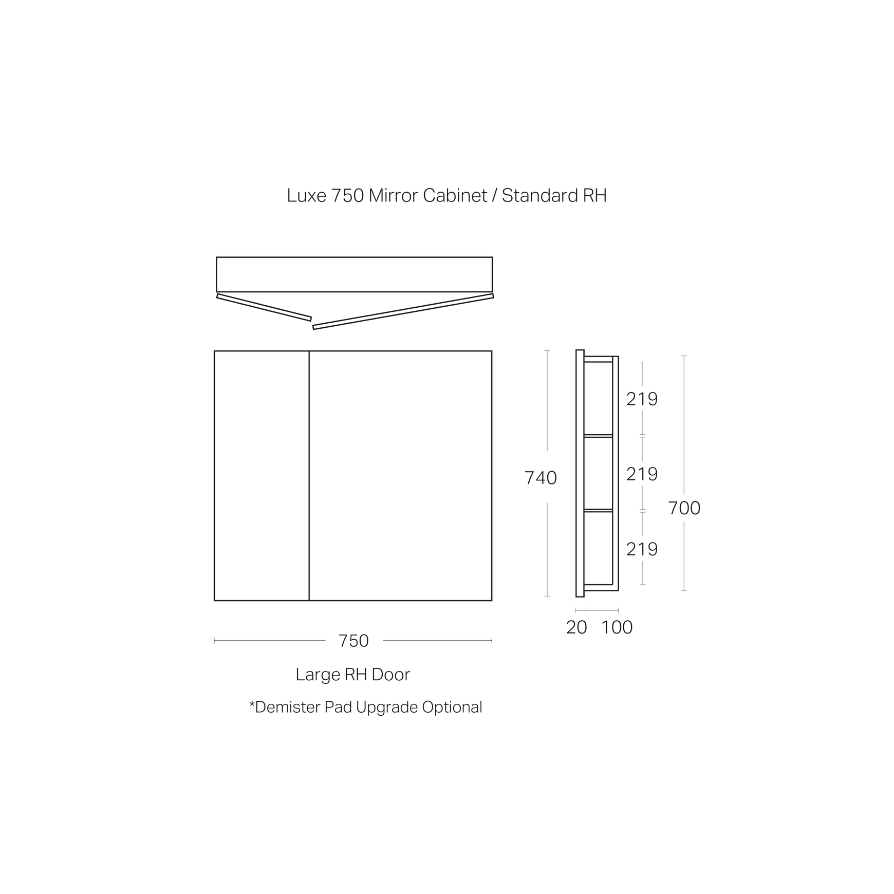 Luxe 750mm Mirror Cabinet | 2 Door