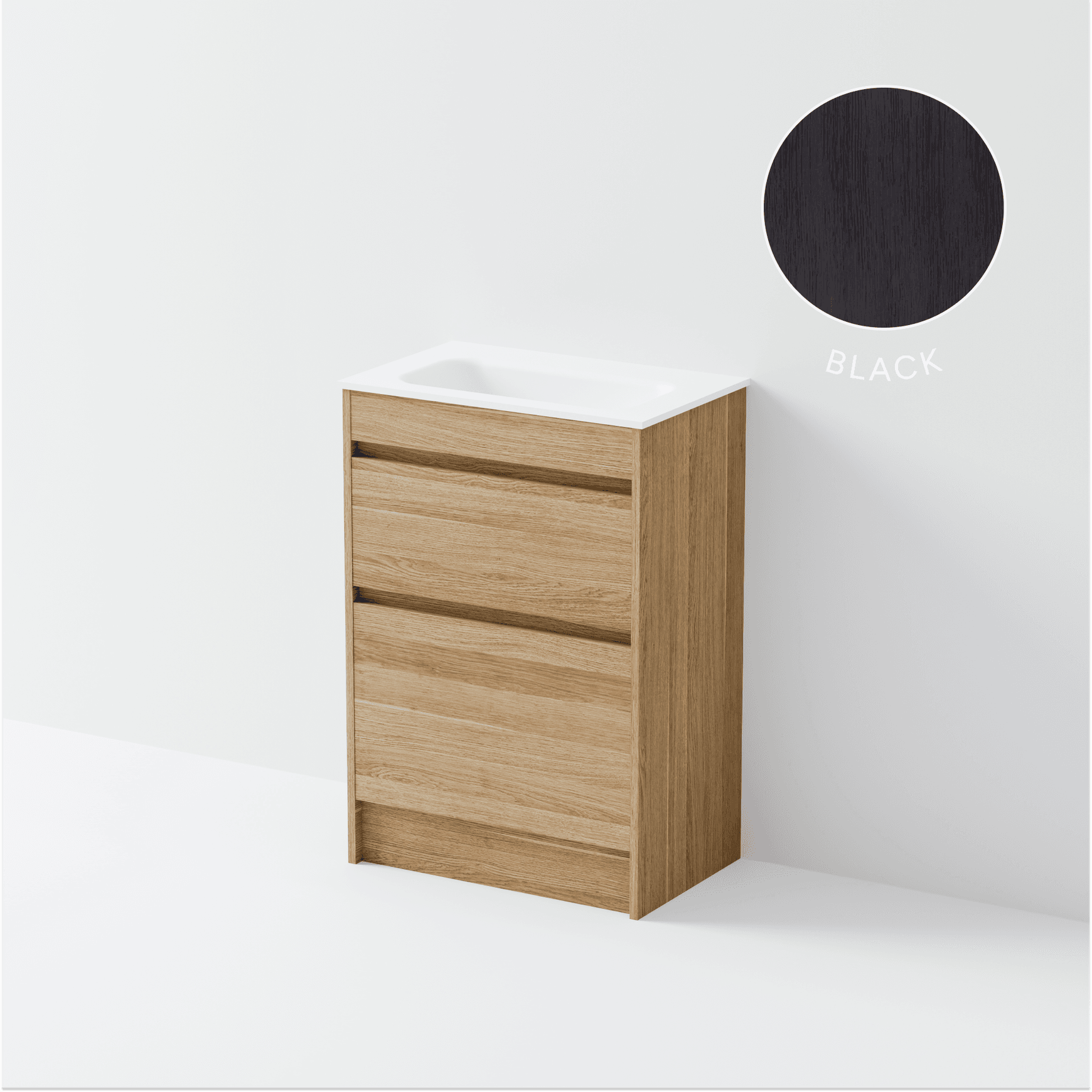 Luxe 600 Slim Floorstanding Vanity | 2 Drawer