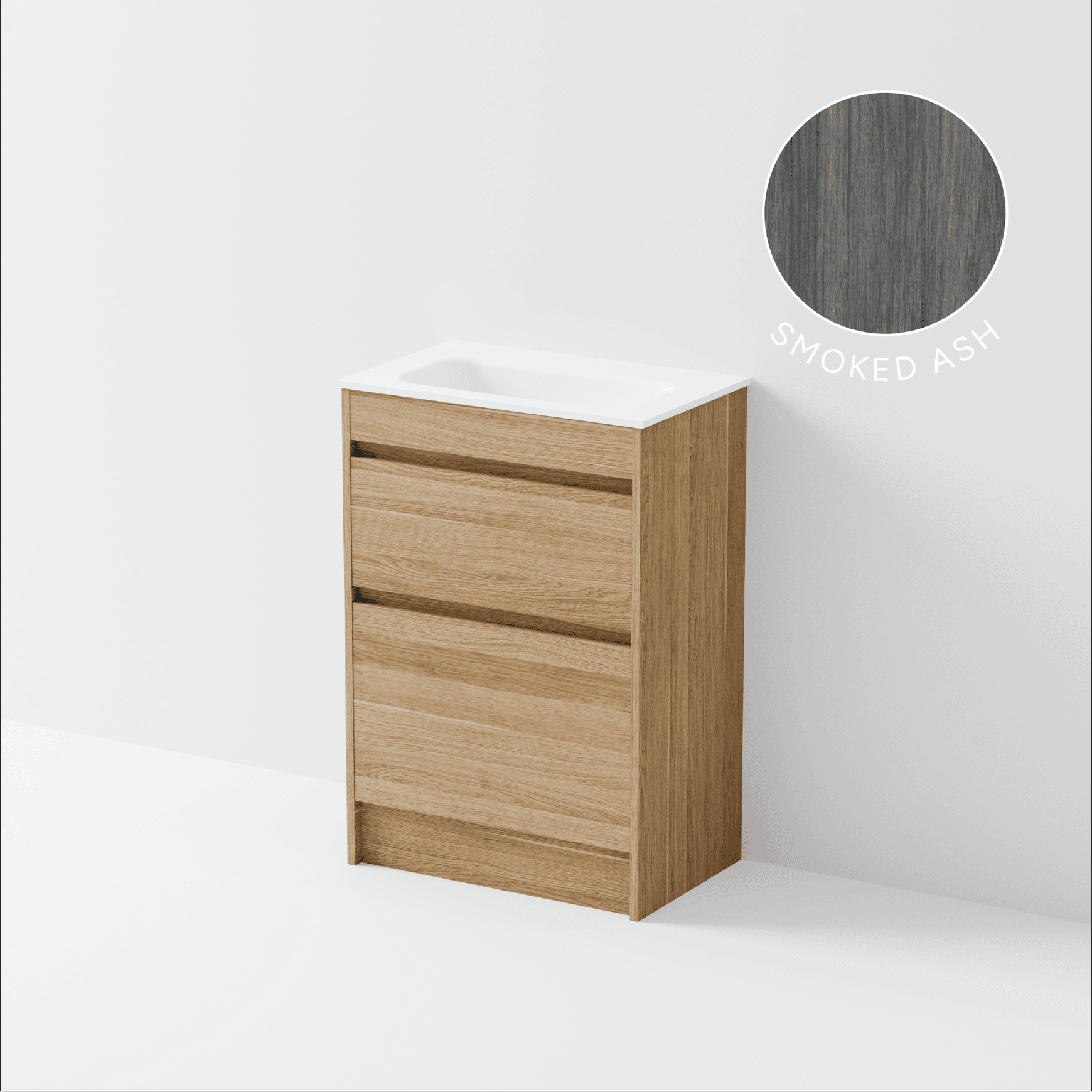 Luxe 600 Slim Floorstanding Vanity | 2 Drawer