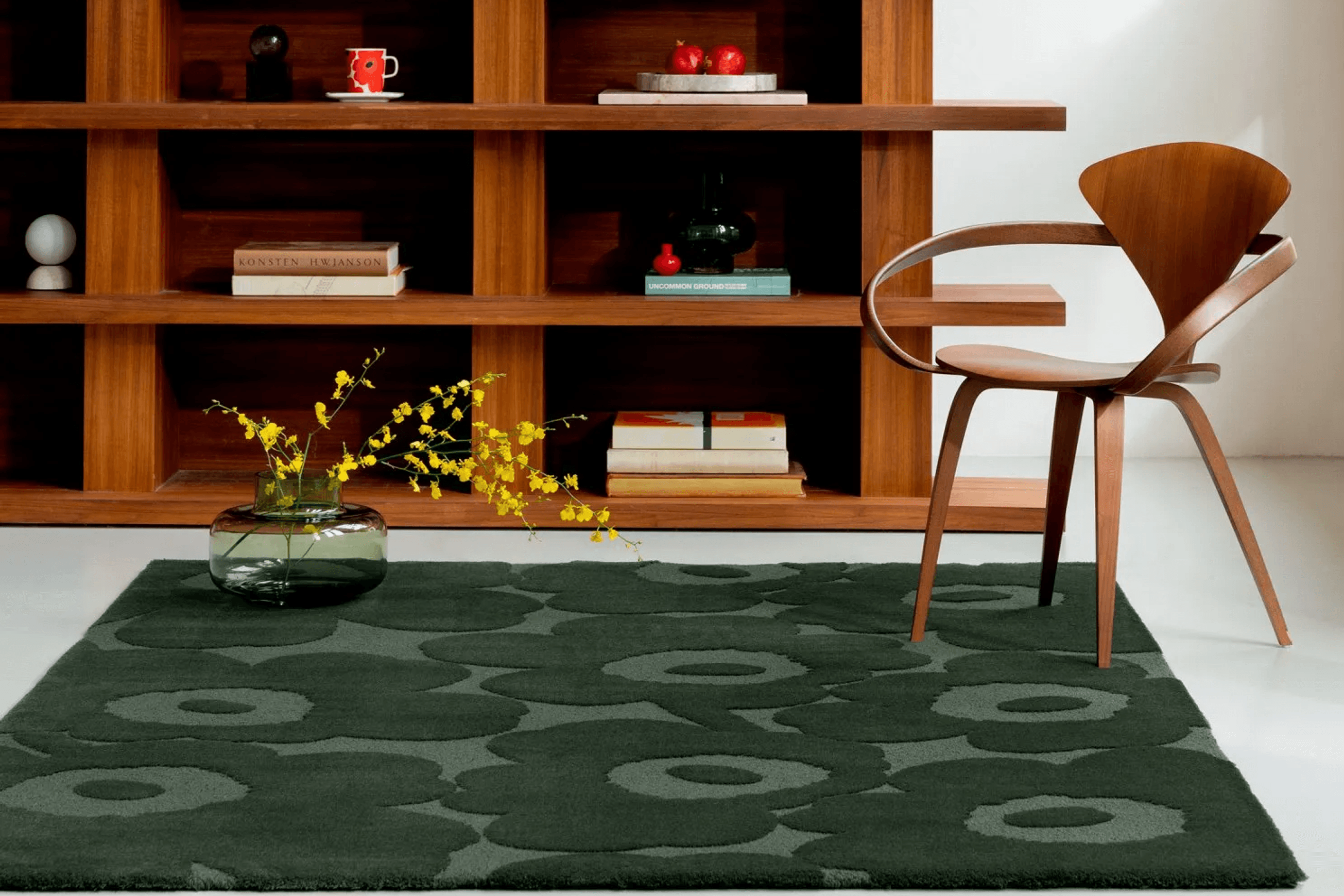 Marimekko Unikko - Dark Green | 100% Wool Designer Floor Rug