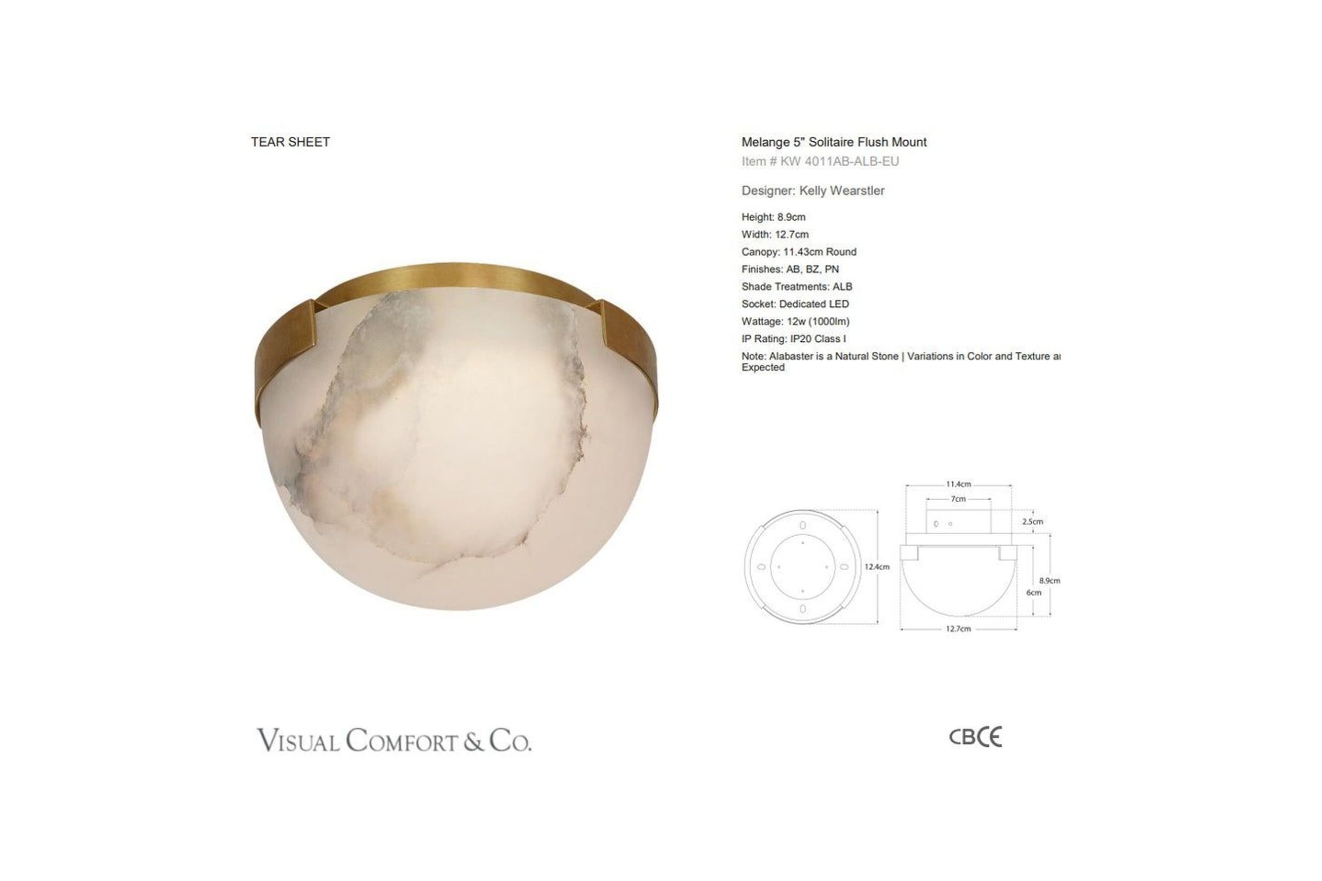 Visual Comfort Kelly Wearstler Melange 5 Solitaire Flush Mount