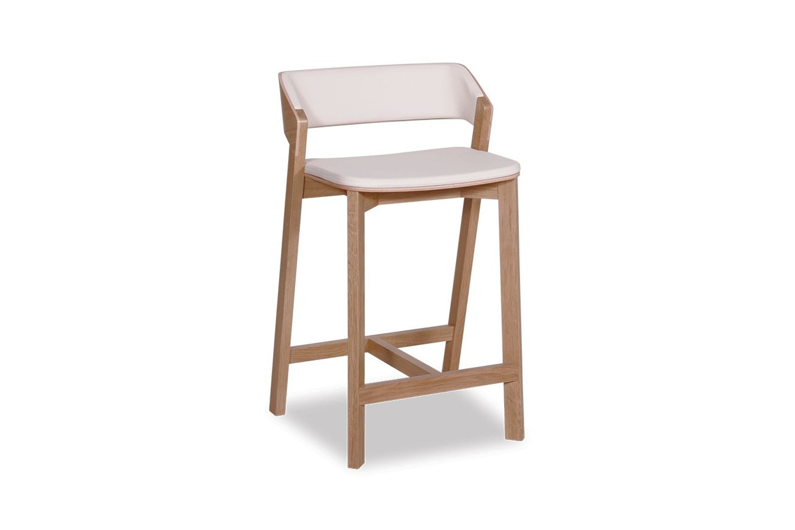 Merano Kitchen Stool - Natural Oak - White Pad - by TON