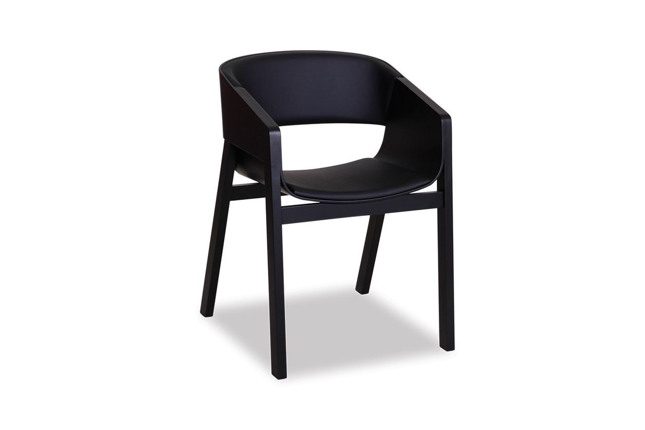 Merano Armchair - Black Stained - Black Pad - by TON