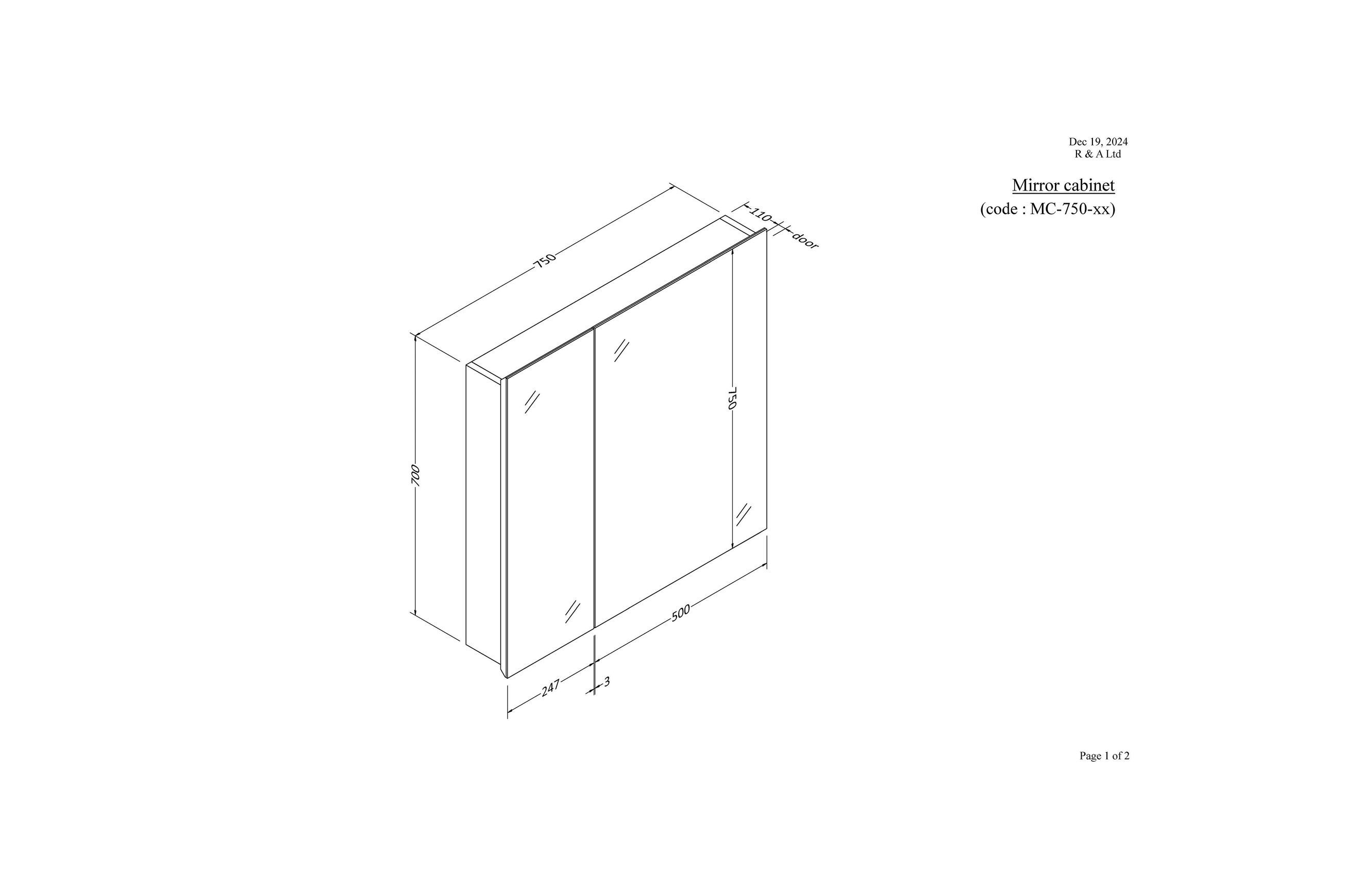 Pavia 750 Mirror Cabinet