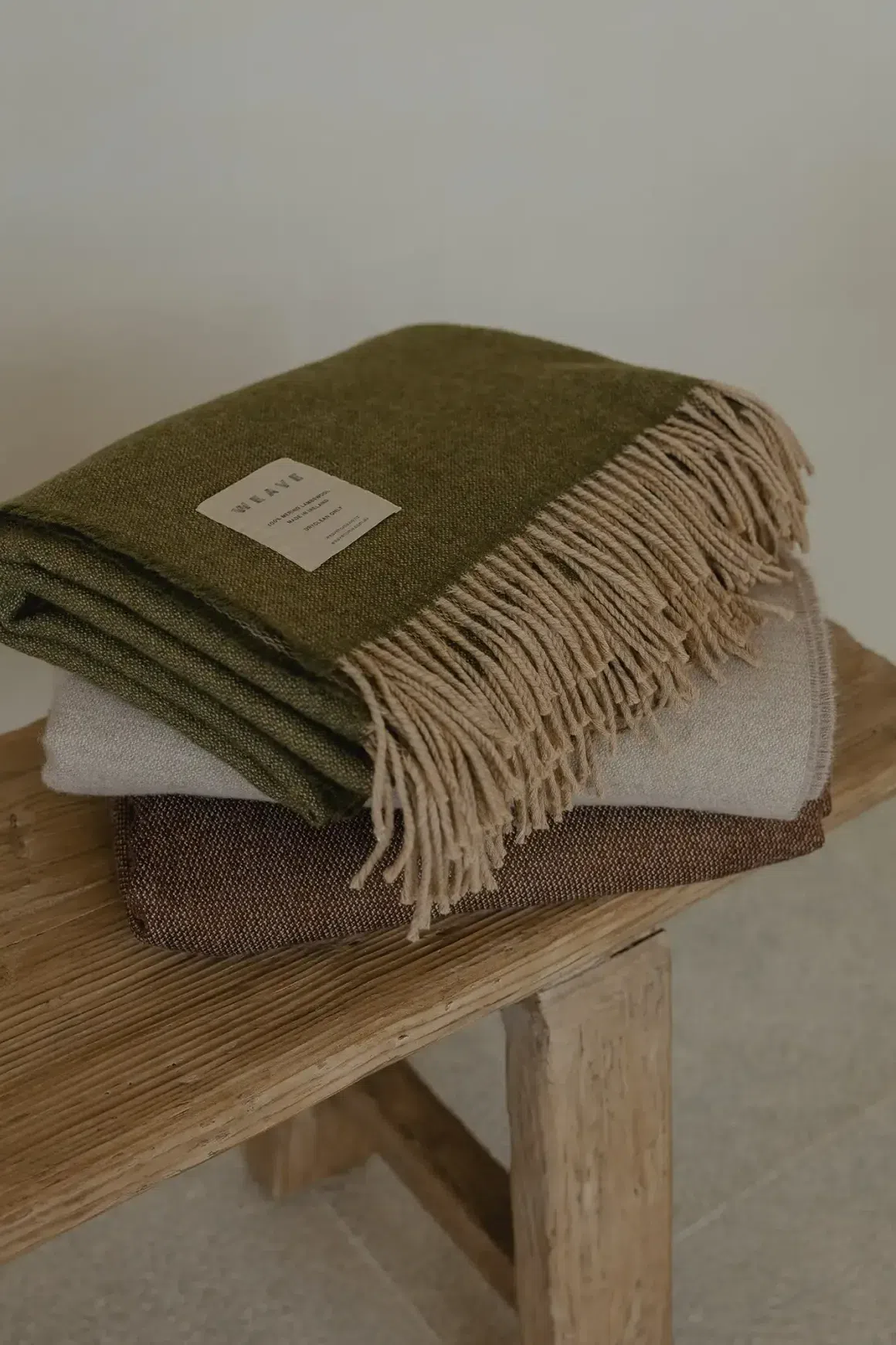 Weave Harris Merino Lambswool Throw - Moss