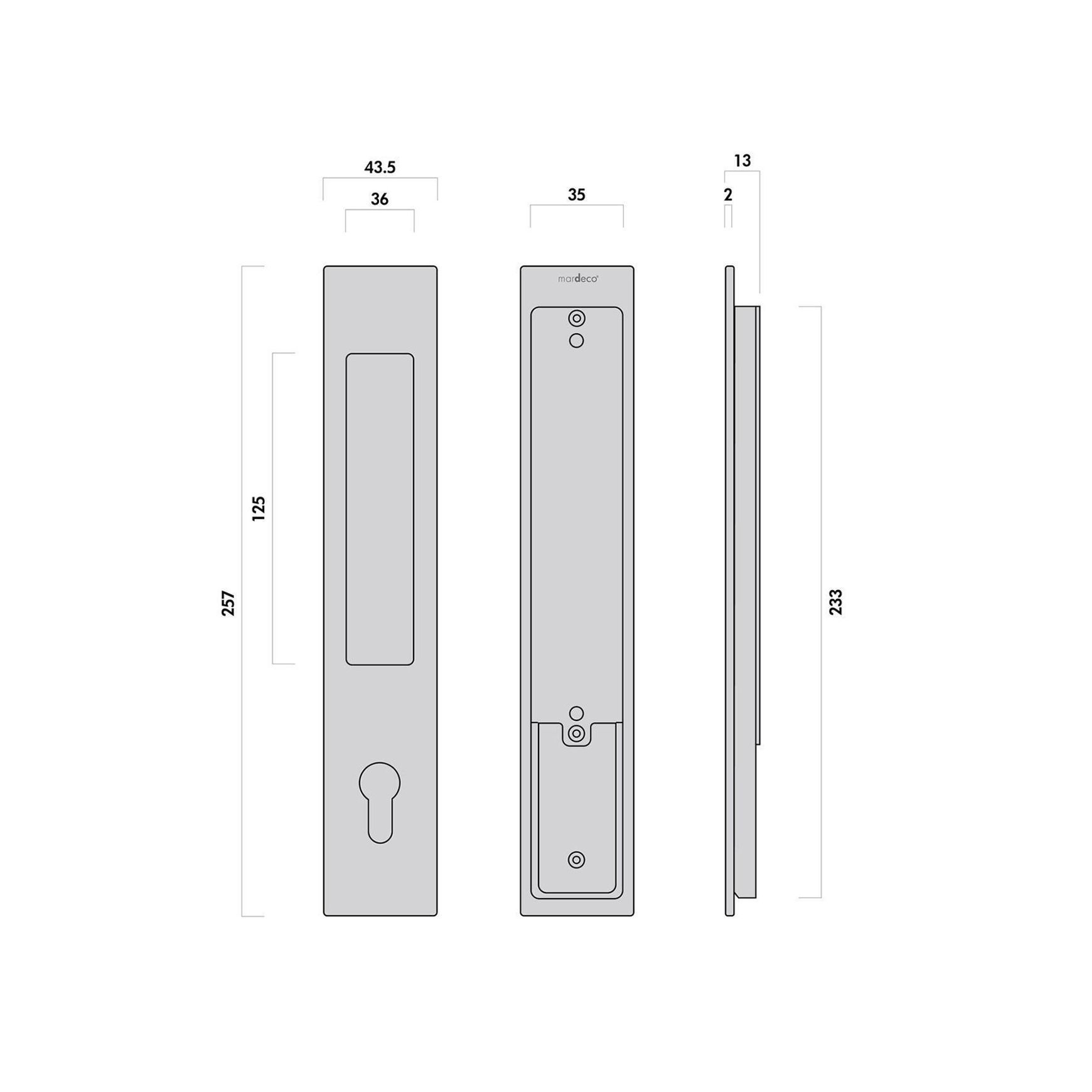 Mardeco 'M' Series Flush Pull Euro Lock Set Key Locking Black for Timber and Aluminum Doors BL8104/SET *No Cylinder*