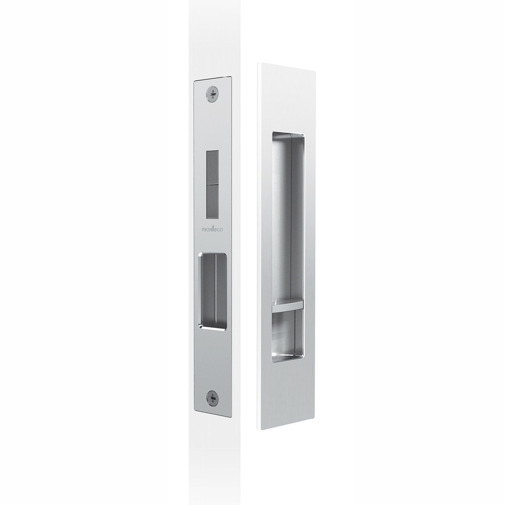 Mardeco 'M' Series Flush Pull Privacy Set Brushed Satin Chrome for Sliding Doors BSC8004SET