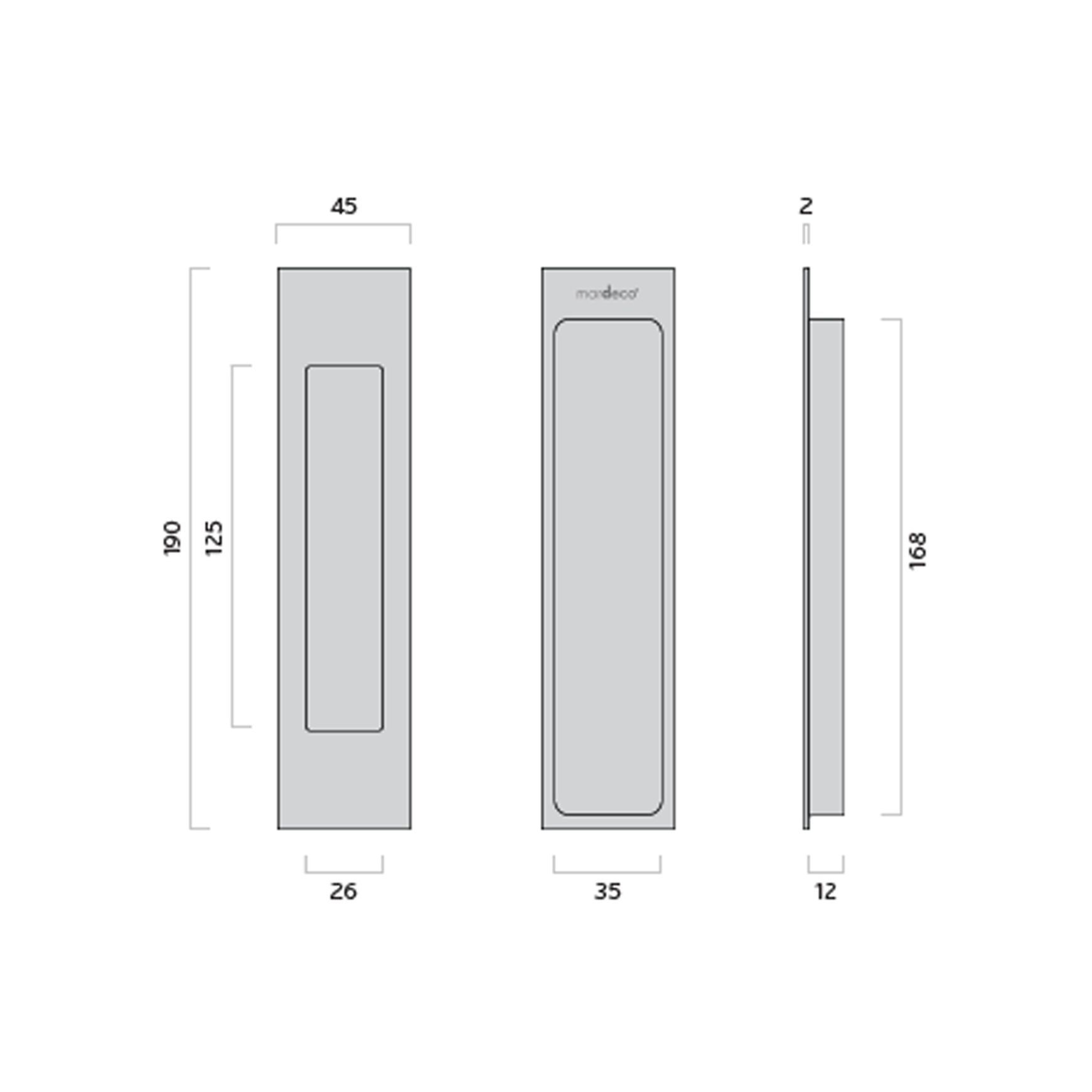 Mardeco 'M' Series Flush Pull Matt Black for Timber and Aluminum Sliding Double Doors BL8002/190 *Single*