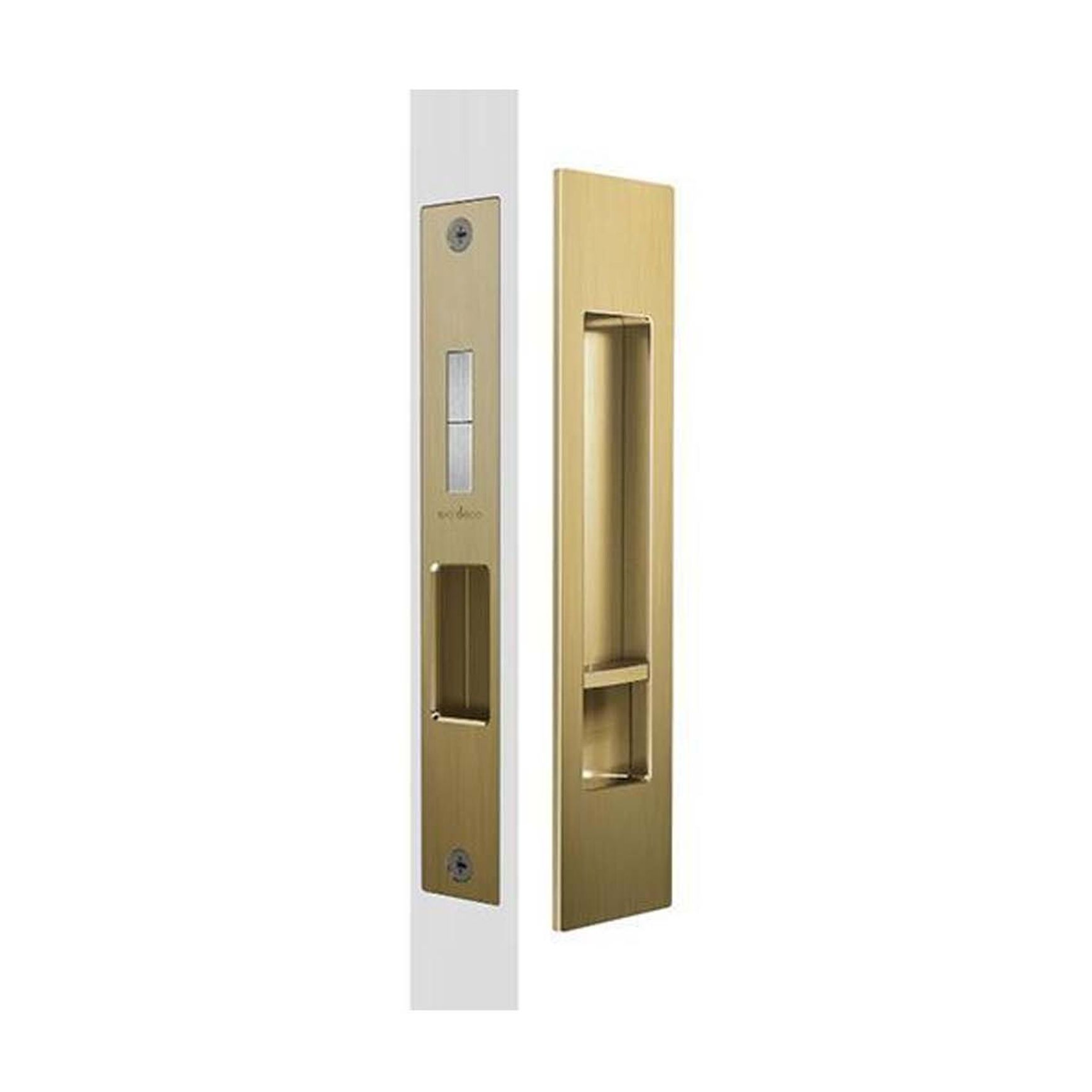 Mardeco 'M' Series Flush Pull Privacy Set Satin Brass for Sliding Doors BRS8004SET