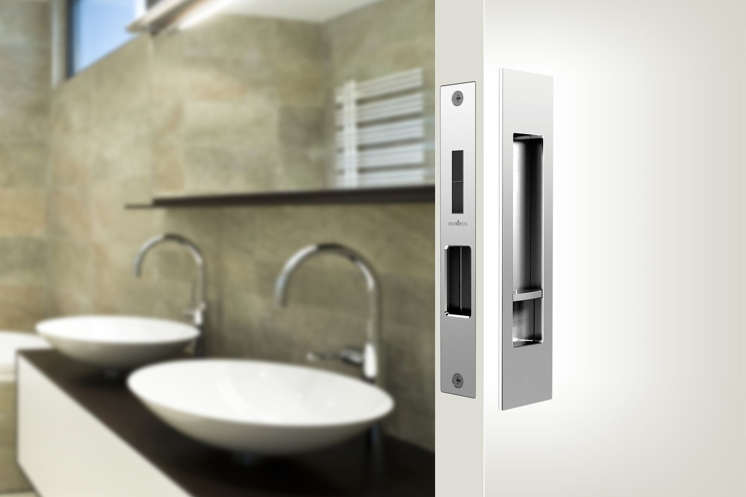 Mardeco 'M' Series Flush Pull Privacy Set Polished Chrome for Sliding Doors PC8004SET