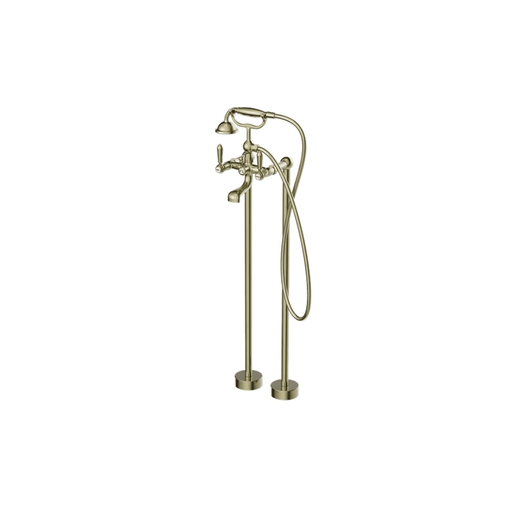 York Freestanding Bath Set With Metal Hand Shower Aged Brass