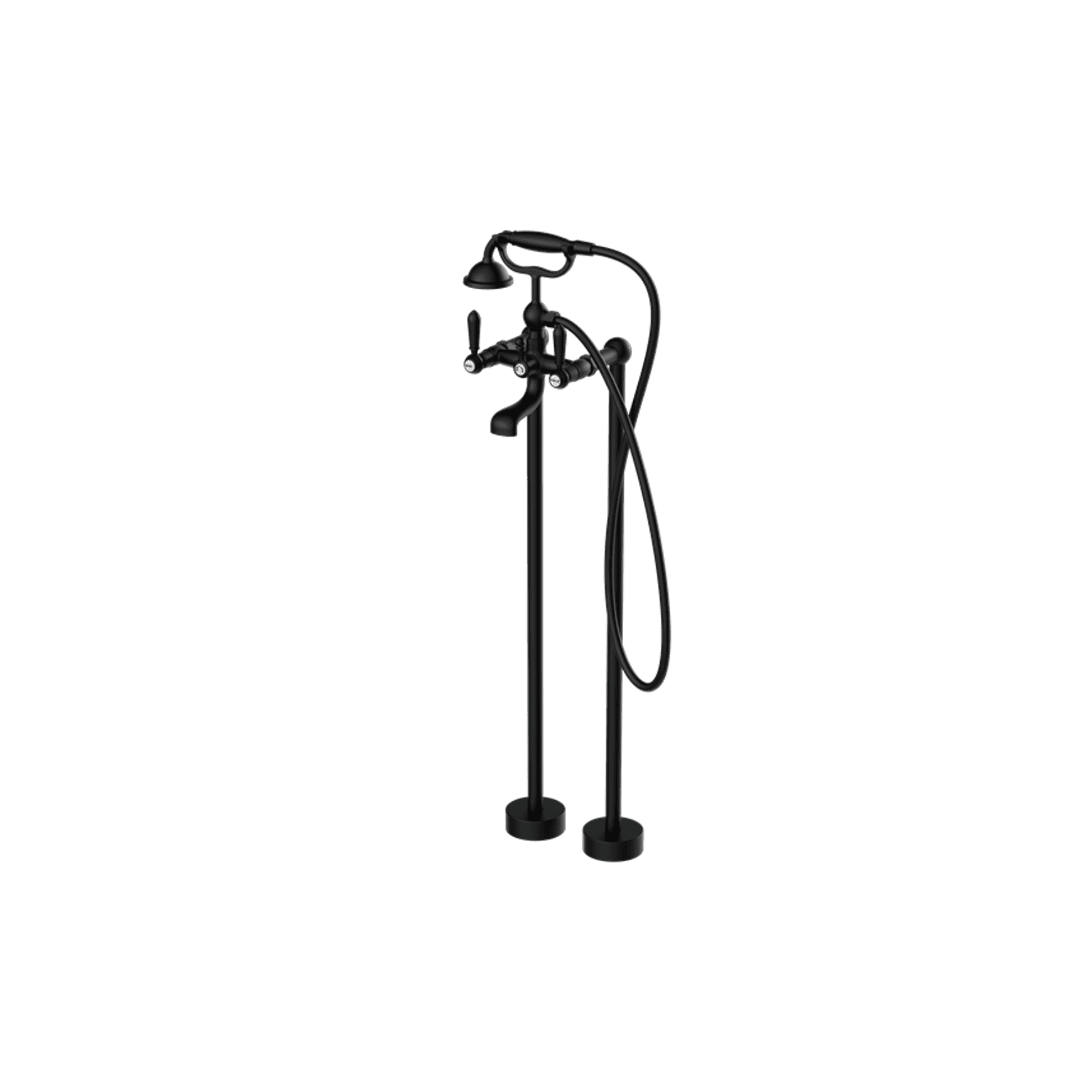 York Freestanding Bath Set With Metal Hand Shower Matte Black