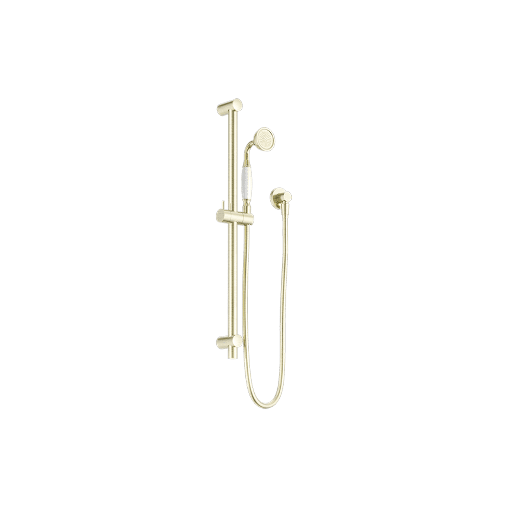 York Shower Rail With White Porcelain Hand Shower Aged Brass