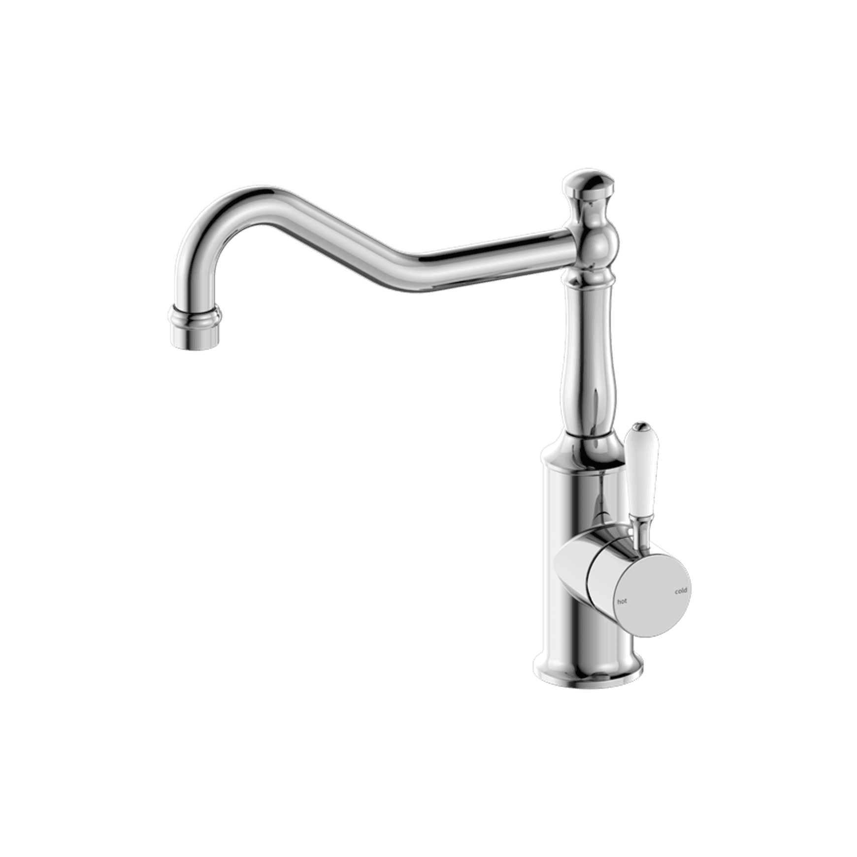 York Kitchen Mixer Hook Spout With White Porcelain Lever Chrome