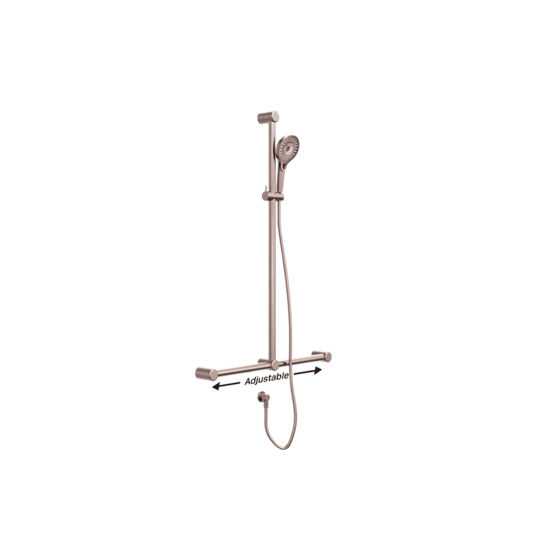 Mecca Care 32mm T Bar Grab Rail And Adjustable Shower Set 1100X750mm Brushed Bronze