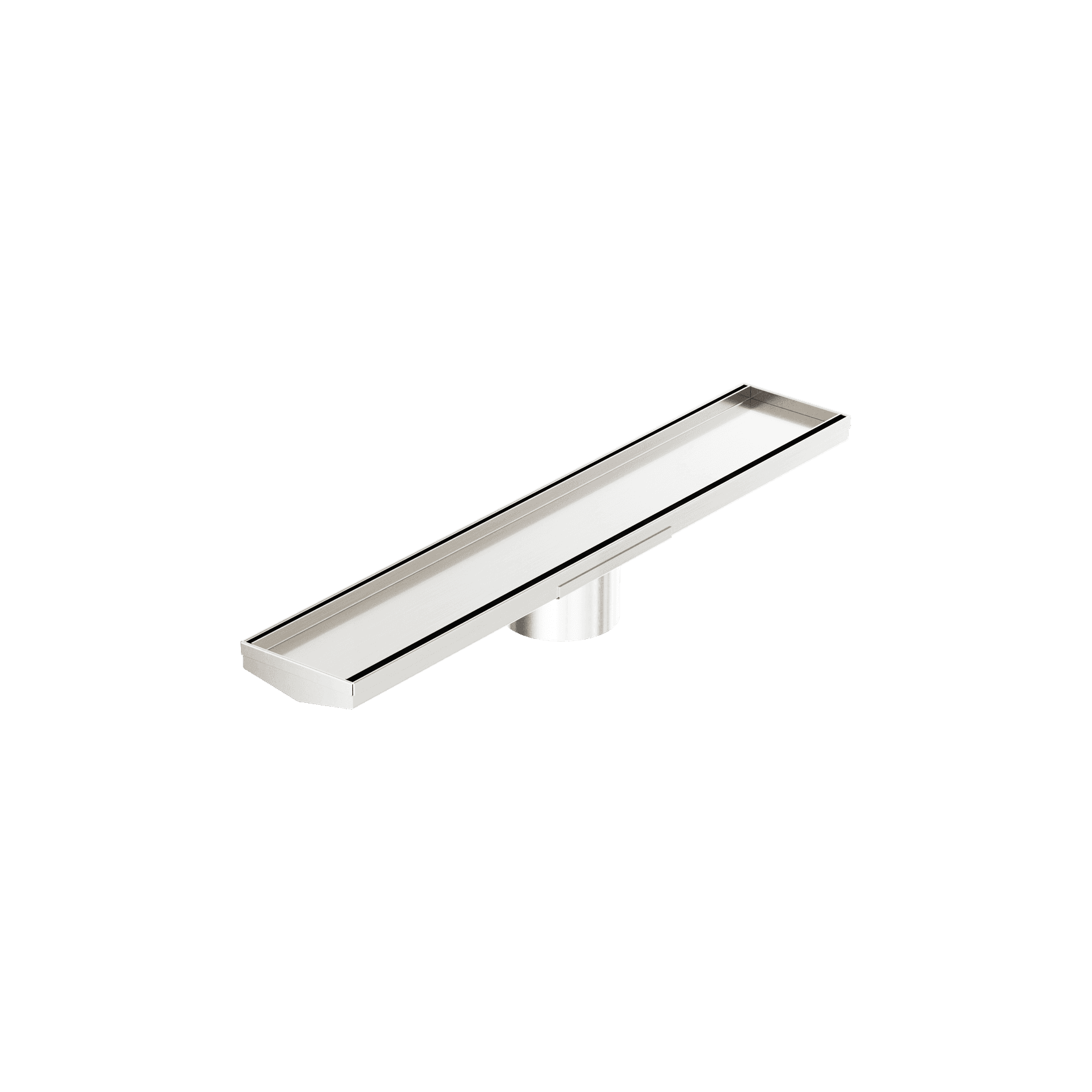 Tile Insert V Channel 600mm Floor Grate 89mm Outlet With Hole Saw Brushed Nickel