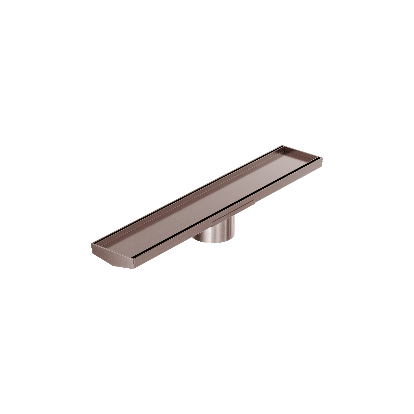 Tile Insert V Channel 600mm Floor Grate 89mm Outlet With Hole Saw Brushed Bronze