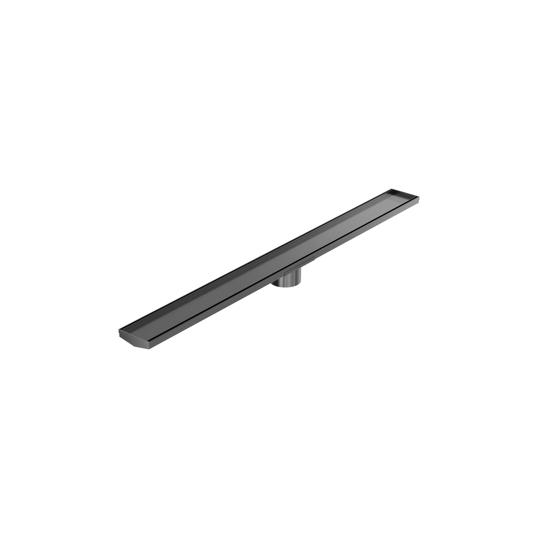 Tile Insert V Channel 1200mm Floor Grate 89mm Outlet With Hole Saw Gun Metal