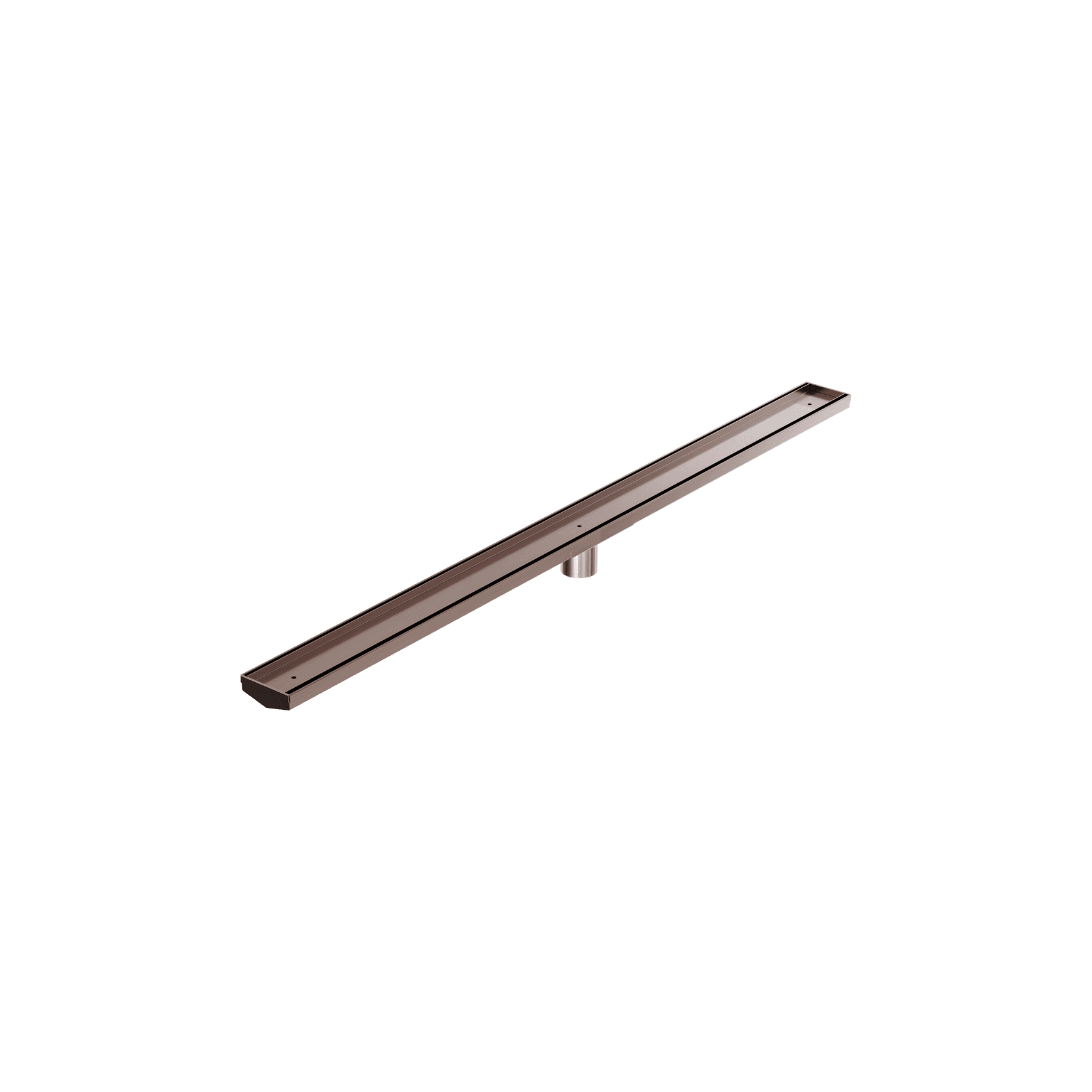 Tile Insert V Channel 1200mm Floor Grate 50mm Outlet With Hole Saw Brushed Bronze