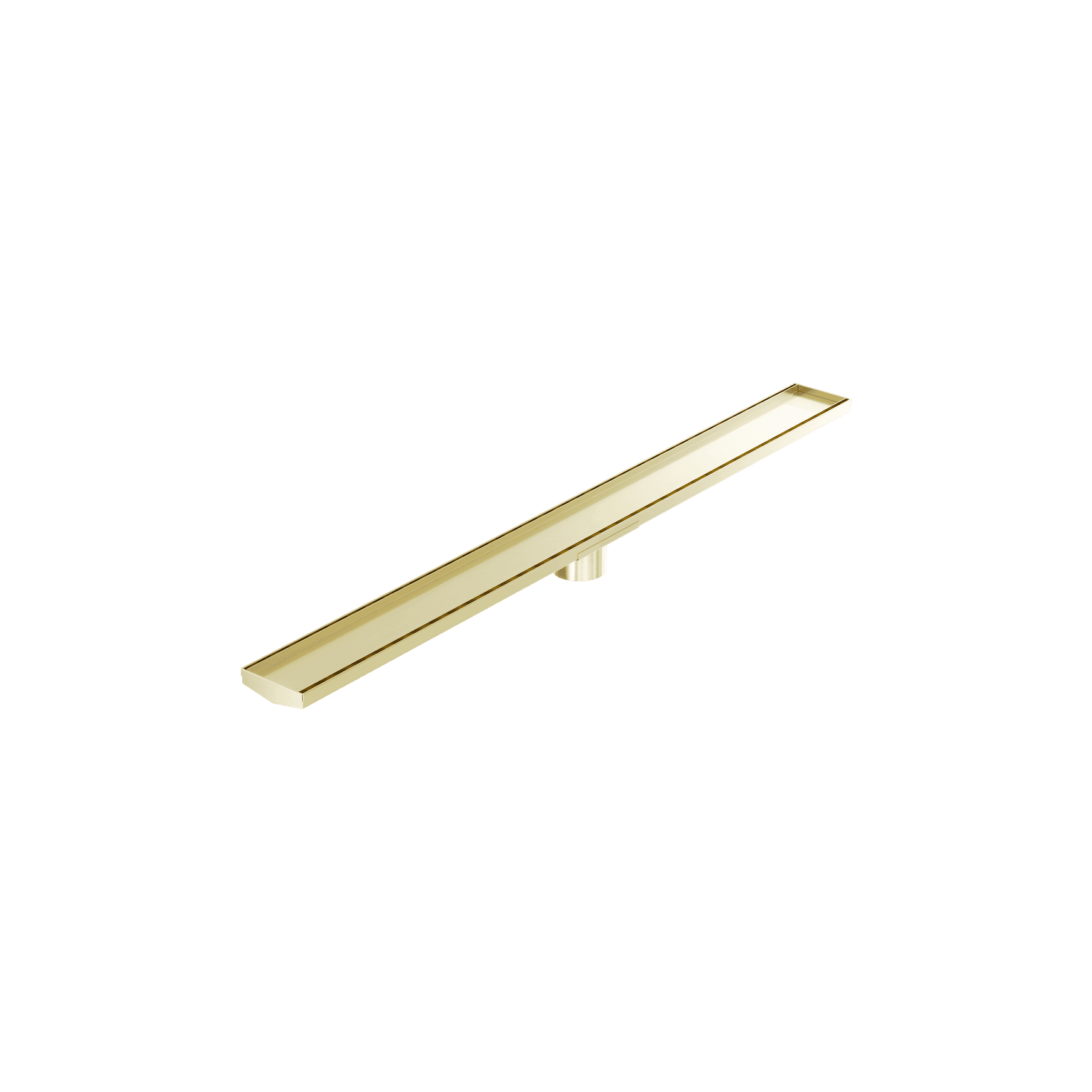 Tile Insert V Channel 1200mm Floor Grate 80mm Outlet With Hole Saw Brushed Gold