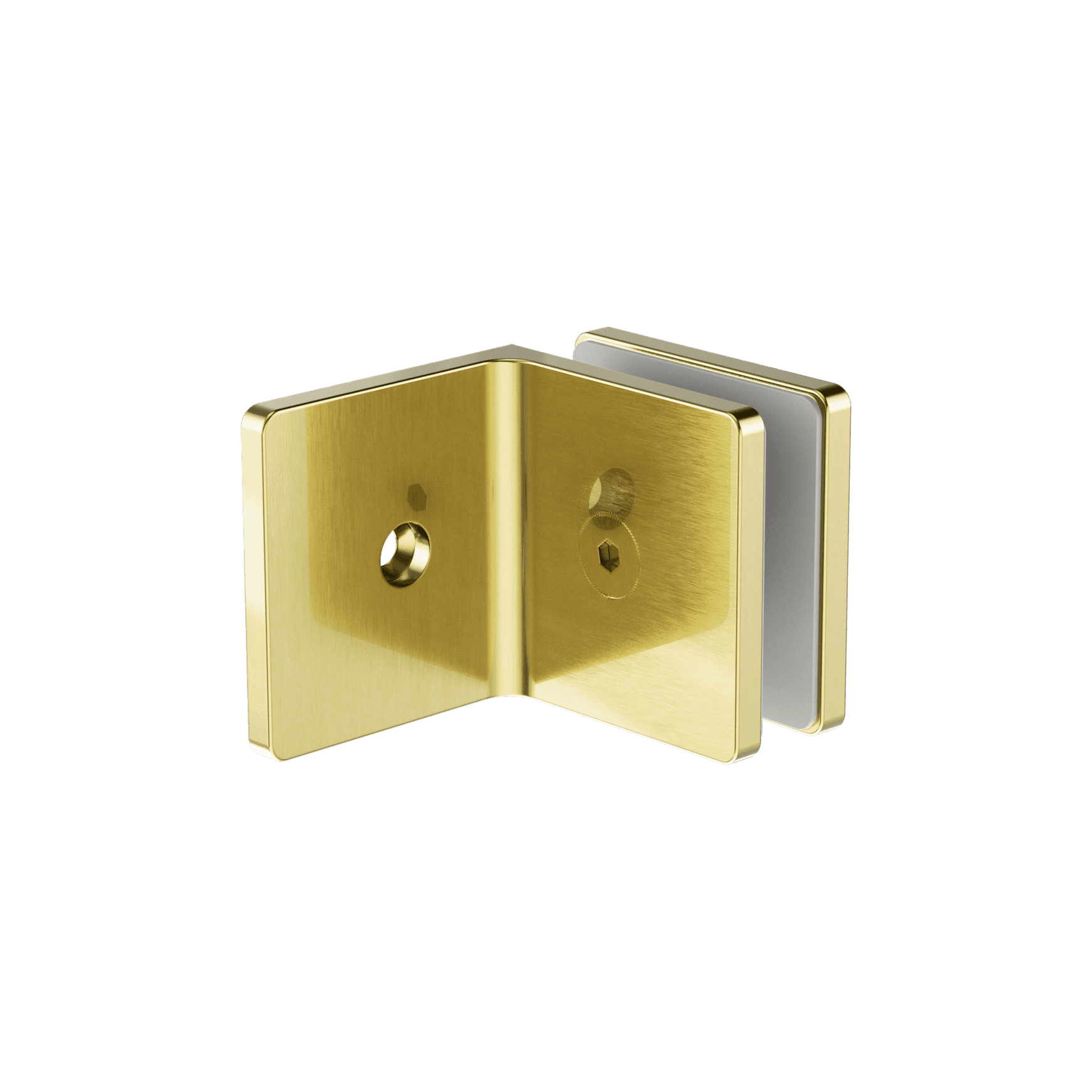 90 Degree Glass To Wall Bracket 10mm Glass Brushed Gold