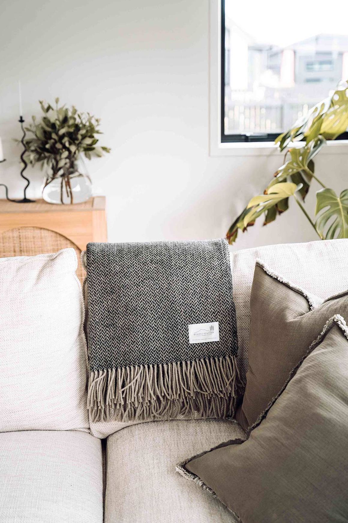 Ruanui Station Lambswool Throw -  Collier's Coal Chevron