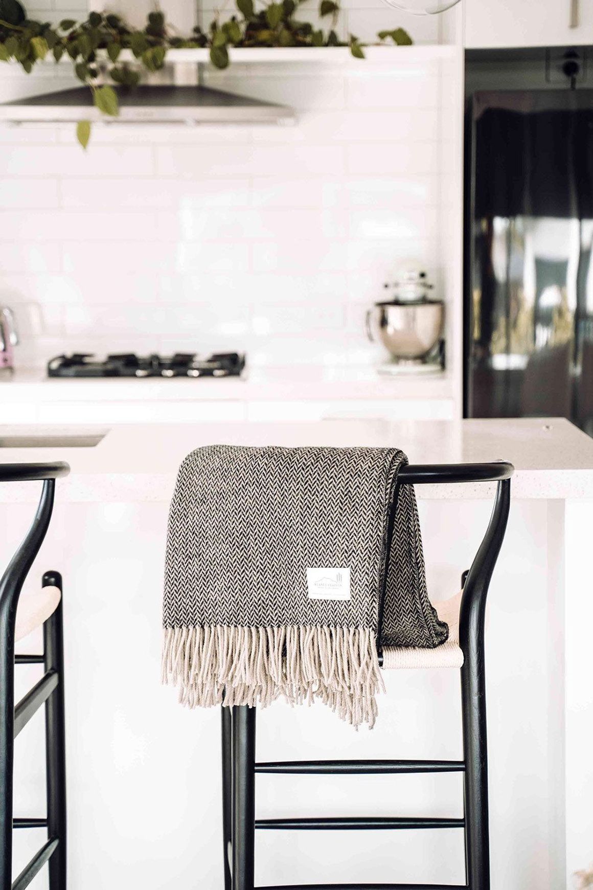 Ruanui Station Lambswool Throw -  Collier's Coal Chevron
