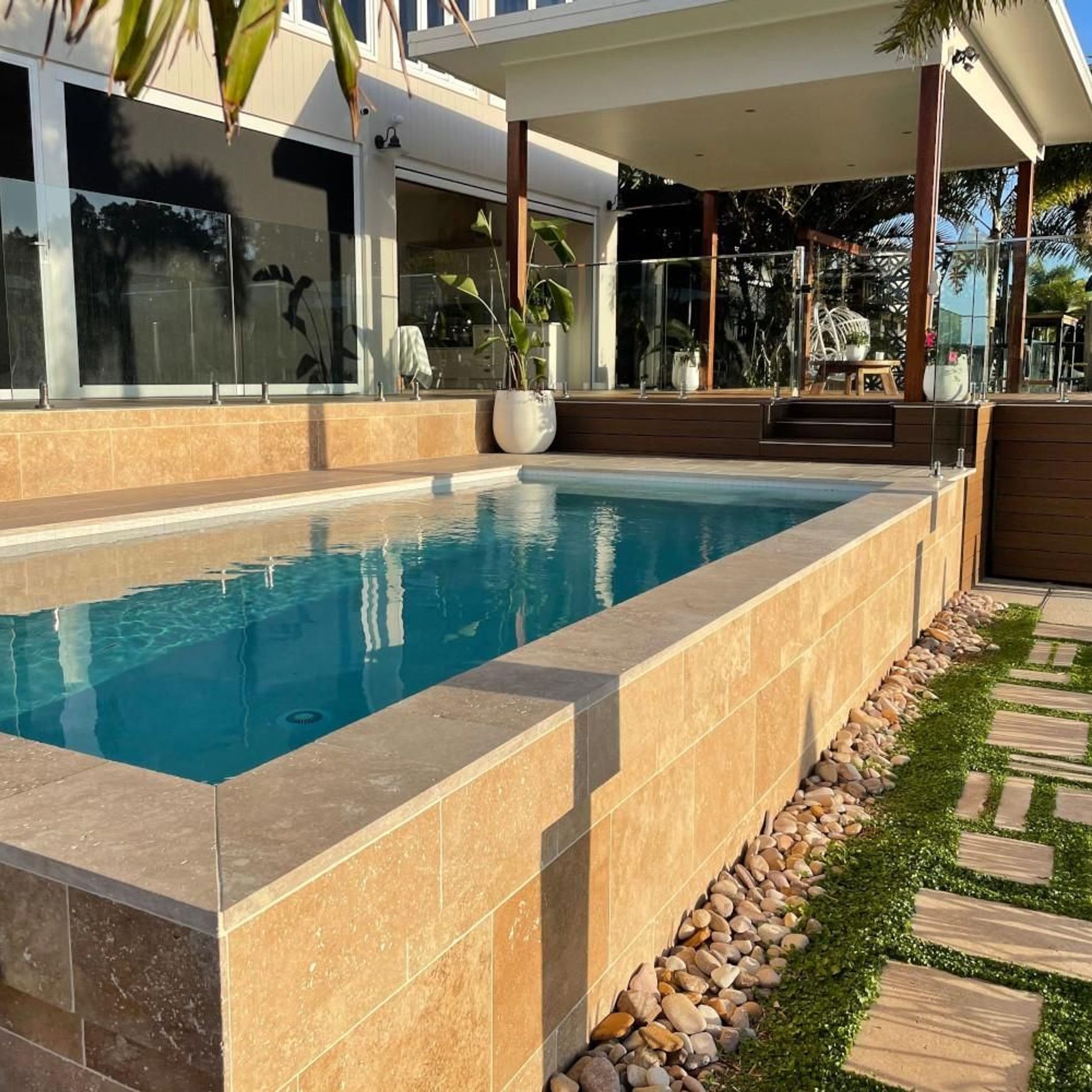 12mm Noce Travertine Tiles - Tumbled & Unfilled