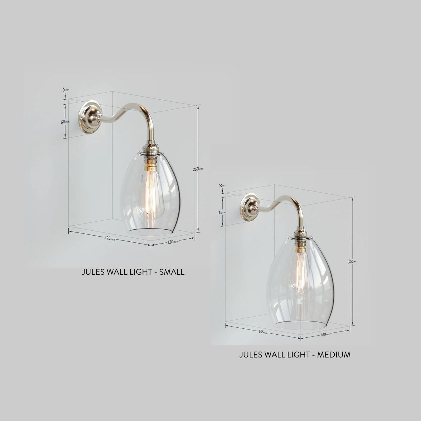 Jules Fine Ribbed Clear Glass Wall Light
