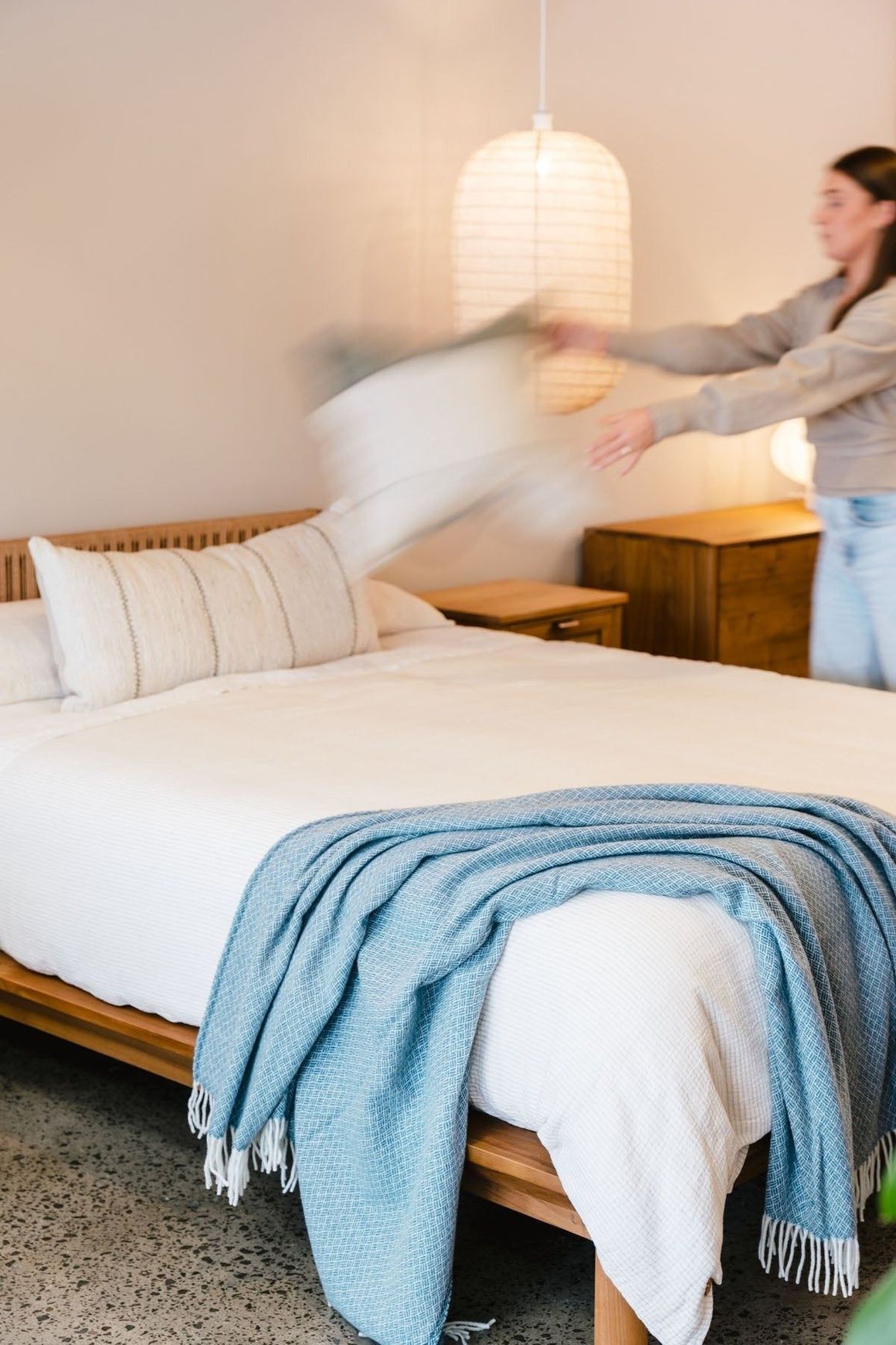 Ruanui Station Lambswool Throw - Bentley Blue