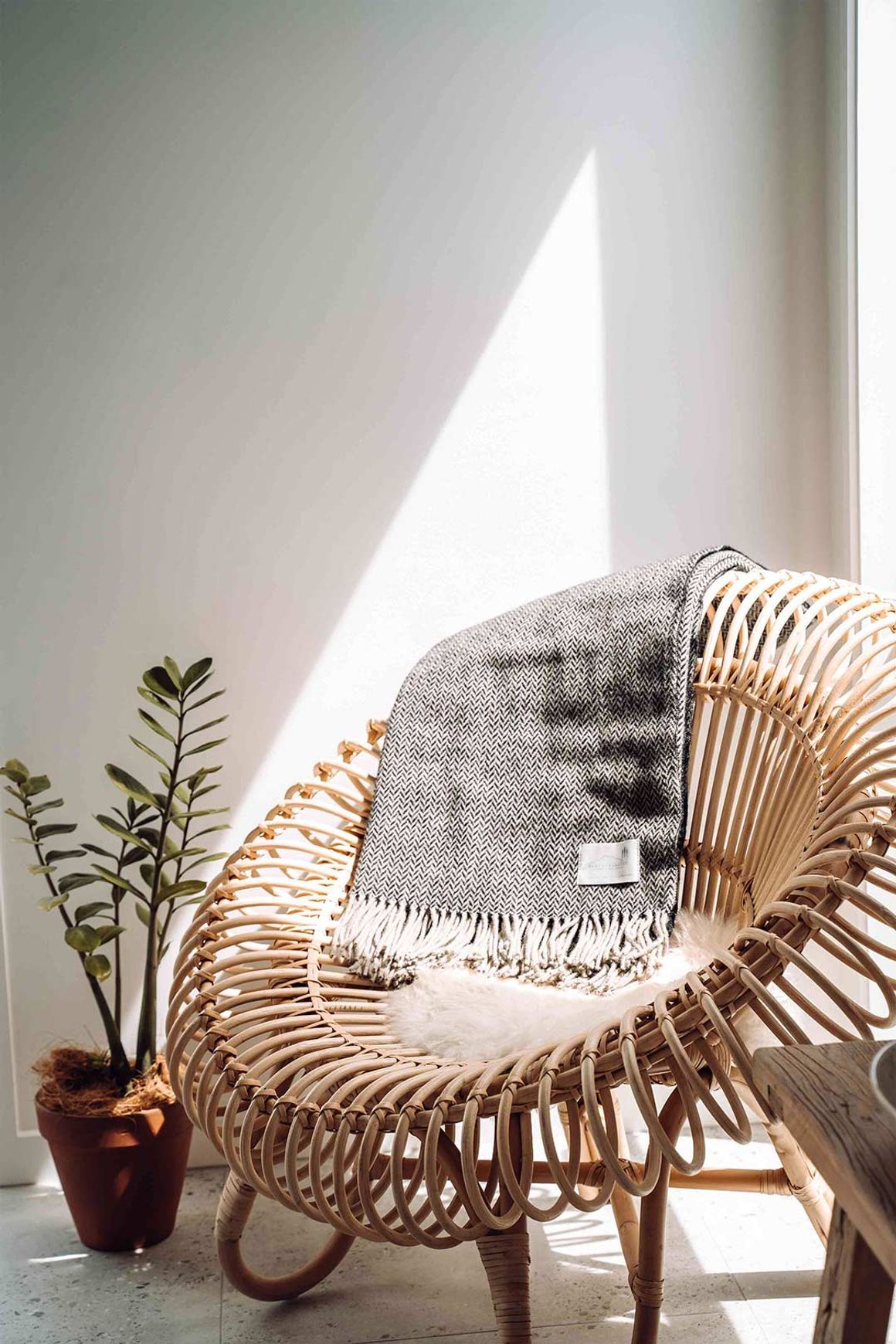 Ruanui Station Lambswool Throw -  Collier's Coal Chevron