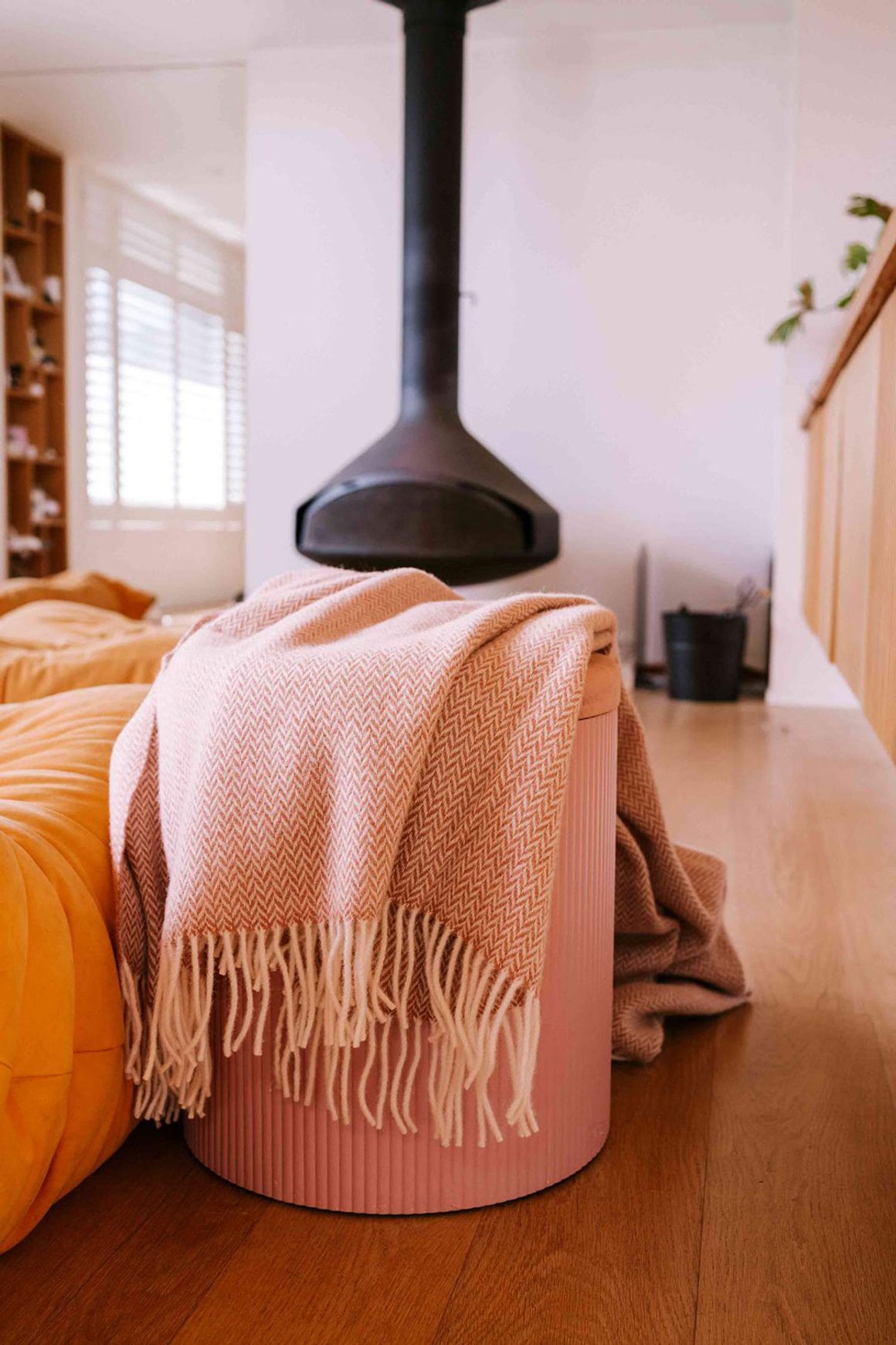 Ruanui Station Lambswool Throw - Pipipi Pink Chevron