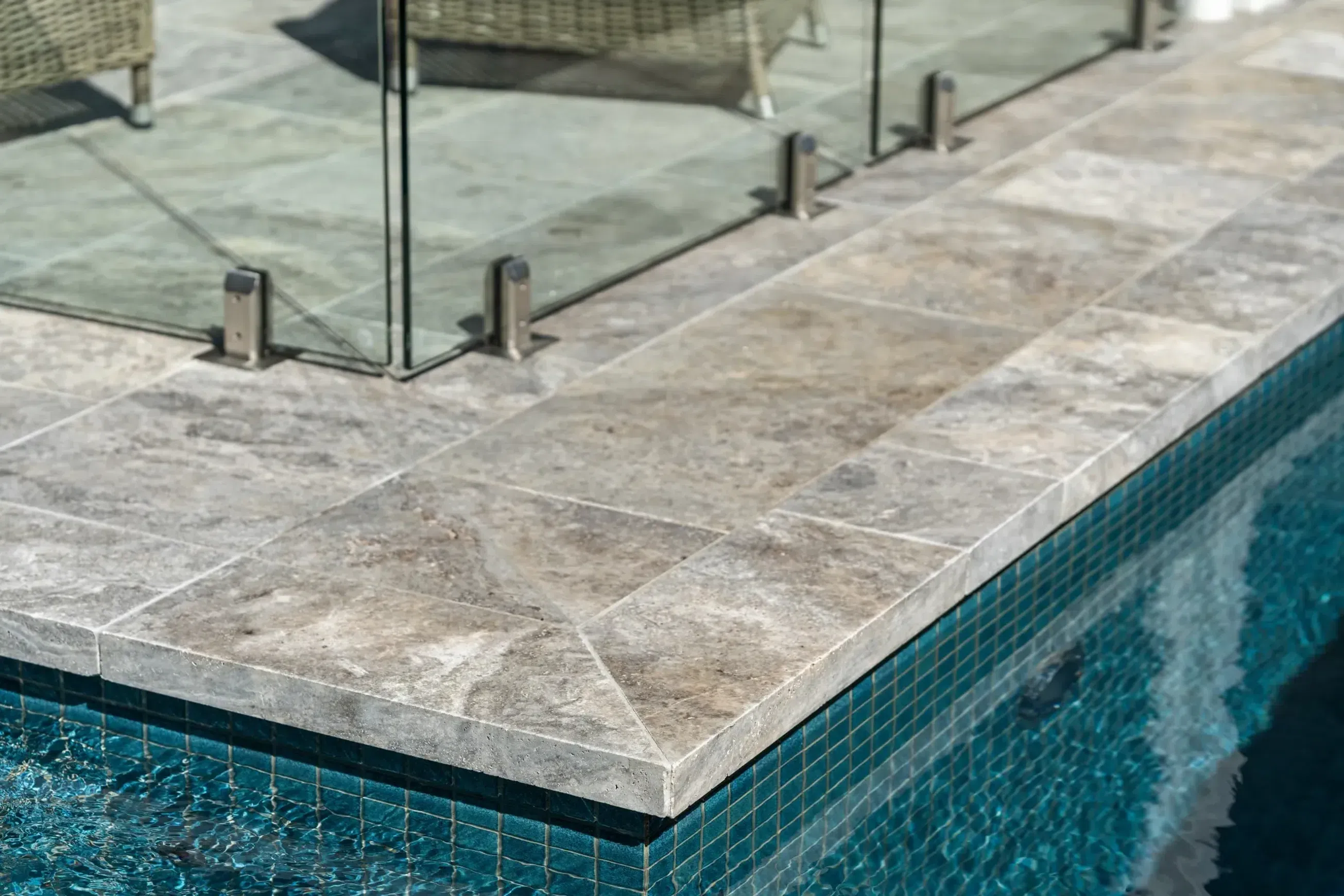Silver Premium Travertine Pool Coping
