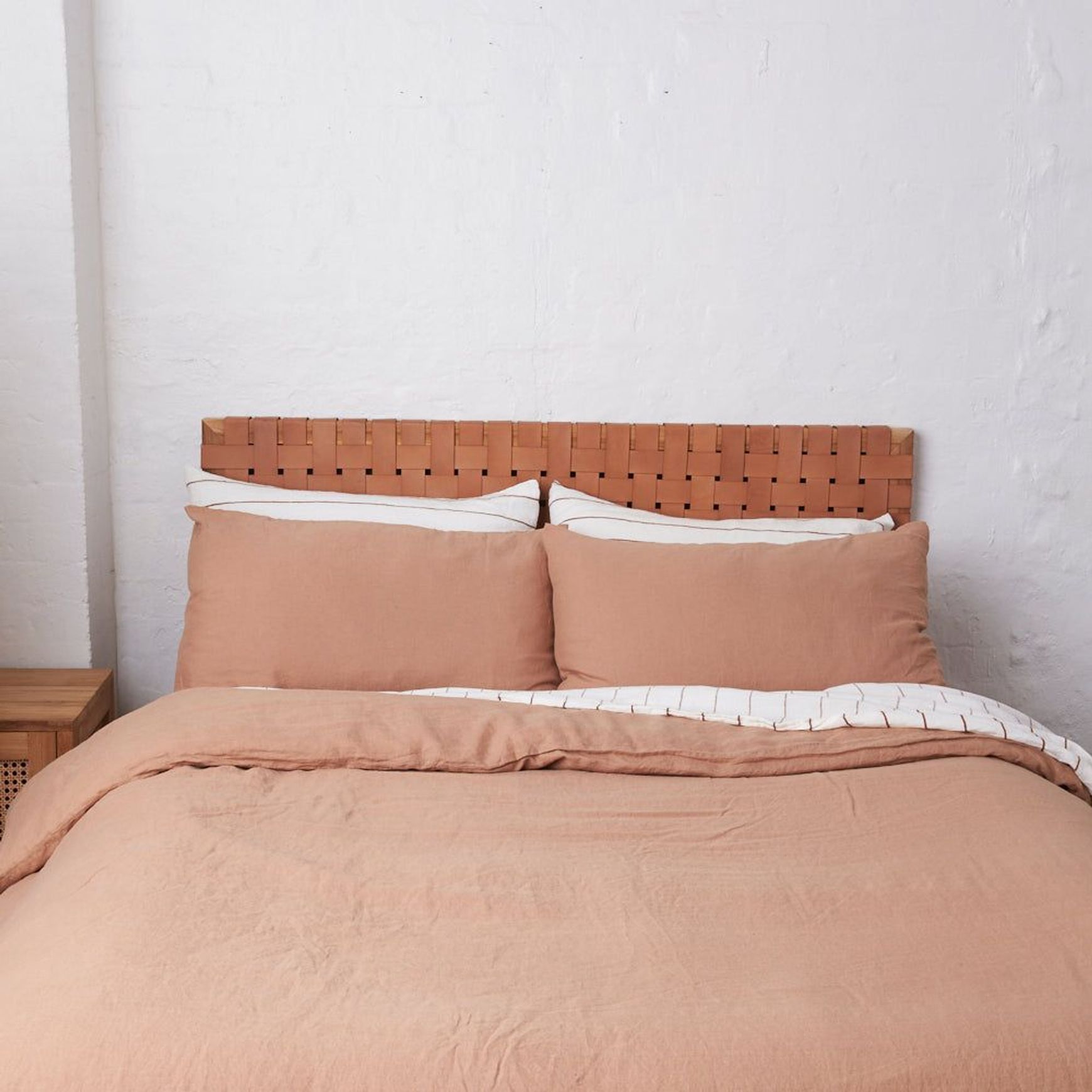 Saalena Leather and Teak Bedhead