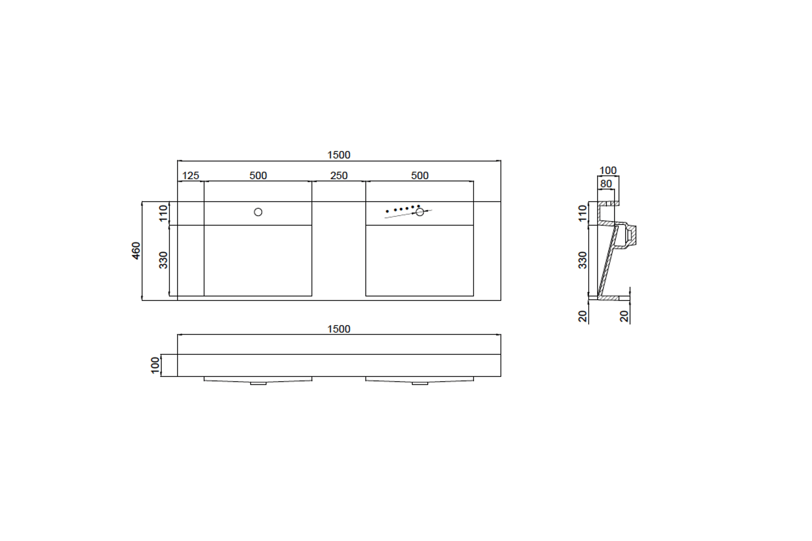 The Ramp Basin - Ramp C100-b 1800mm Double