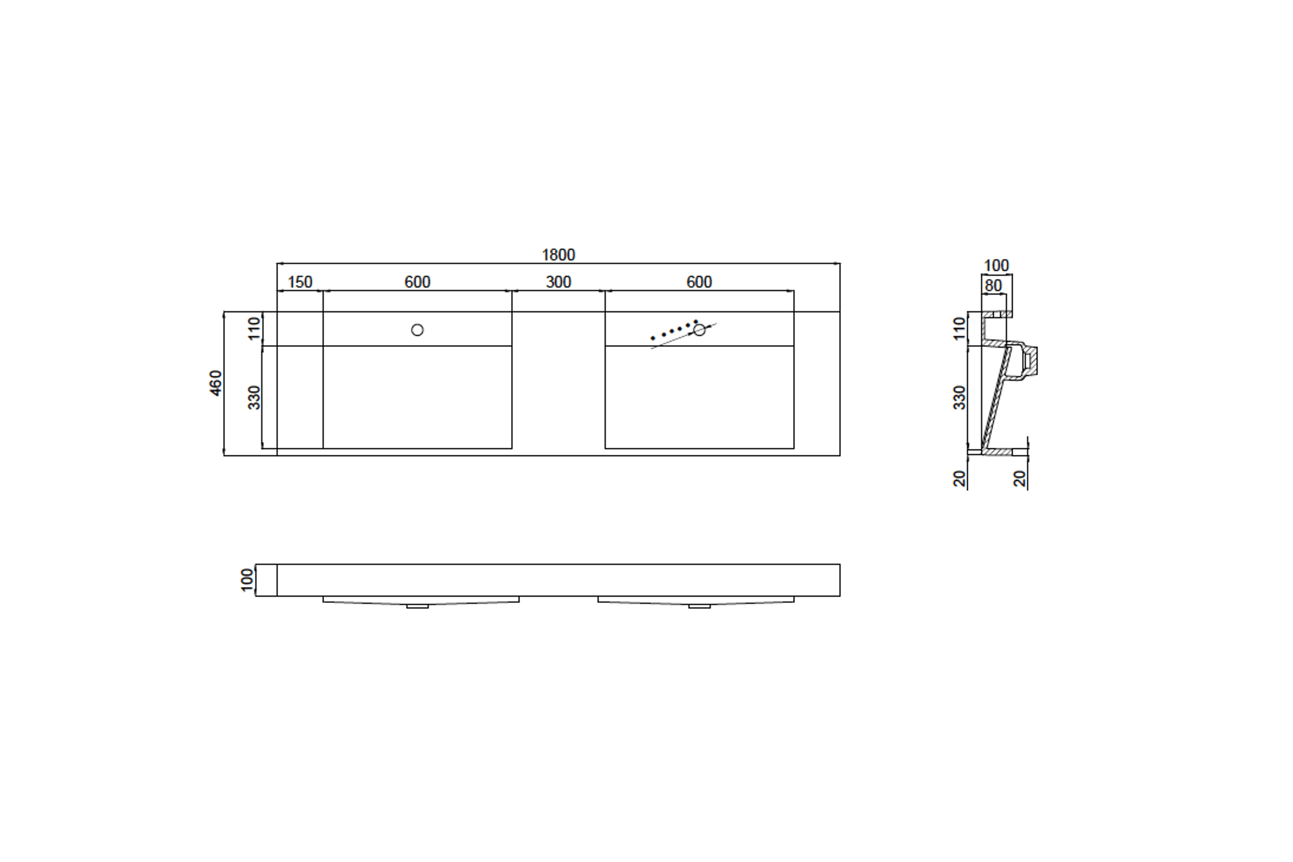 The Ramp Basin - Ramp C100-b 1800mm Double