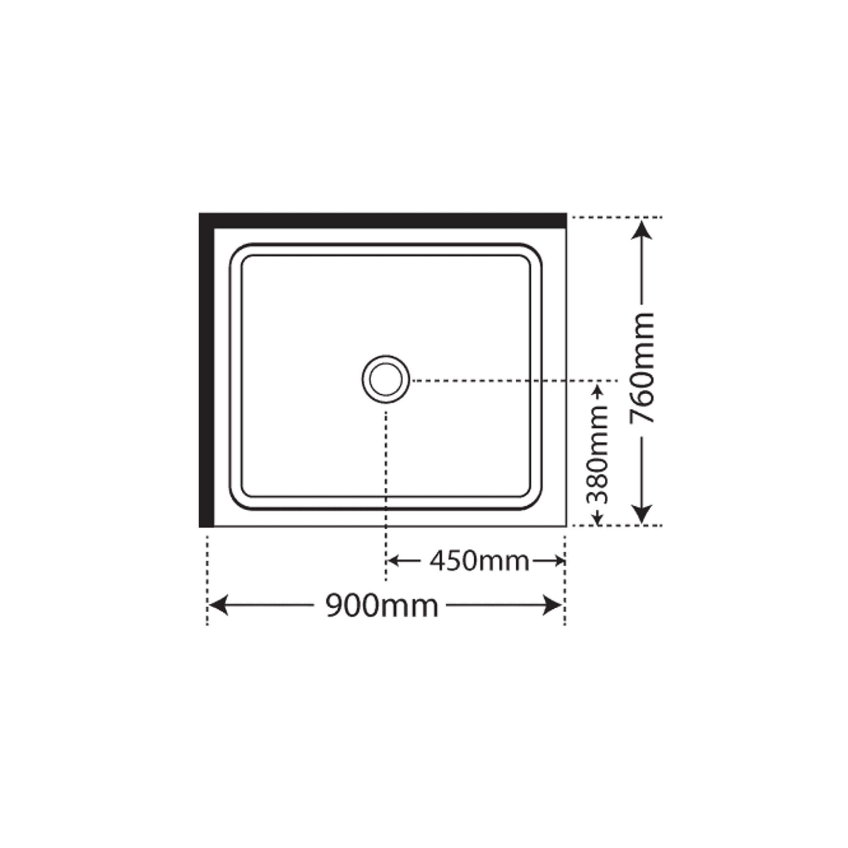 Aquero Corner 900×760 dimensions