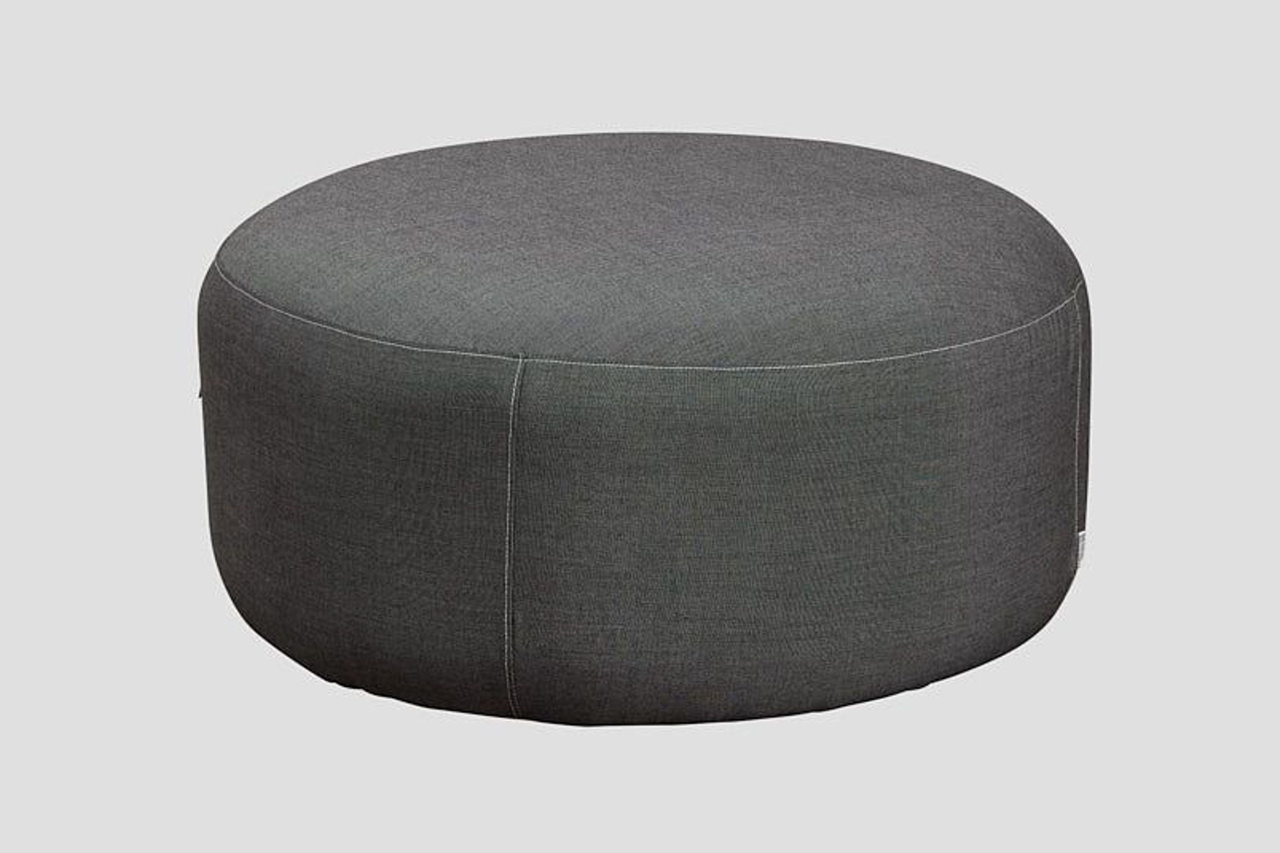 Sunbrella Round Ottoman - Charcoal Tweed