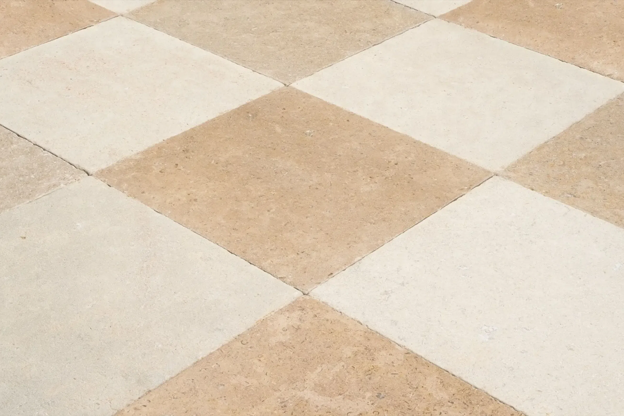 Terra Rosa Limestone Checkerboard Tiles